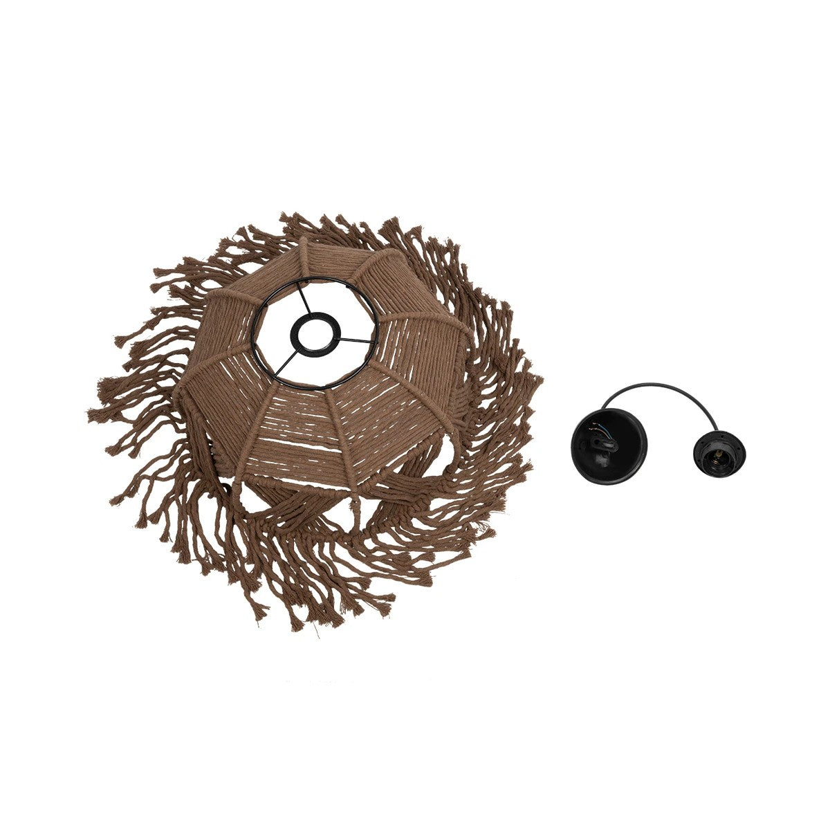 GLOBOSTAR® TONA 205-0016 Boho Κρεμαστό Φωτιστικό Οροφής με Ντουί 1 x E27 AC 220-240V IP20 - Μπεζ - M40 x Π40 x Υ38cm - ledmania.gr