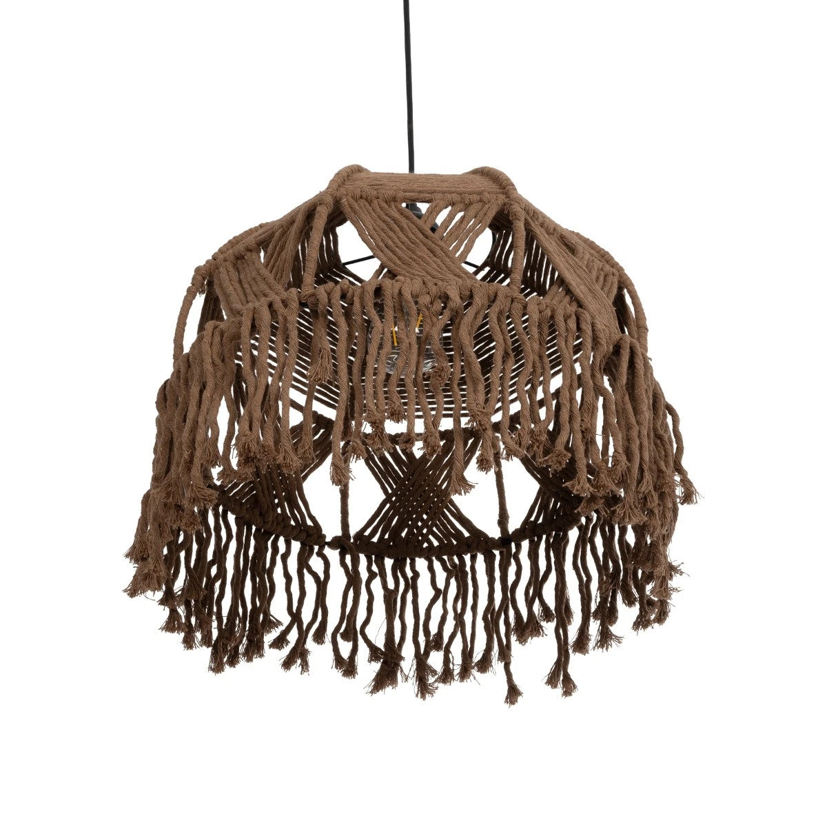 GLOBOSTAR® TONA 205-0016 Boho Κρεμαστό Φωτιστικό Οροφής με Ντουί 1 x E27 AC 220-240V IP20 - Μπεζ - M40 x Π40 x Υ38cm - ledmania.gr