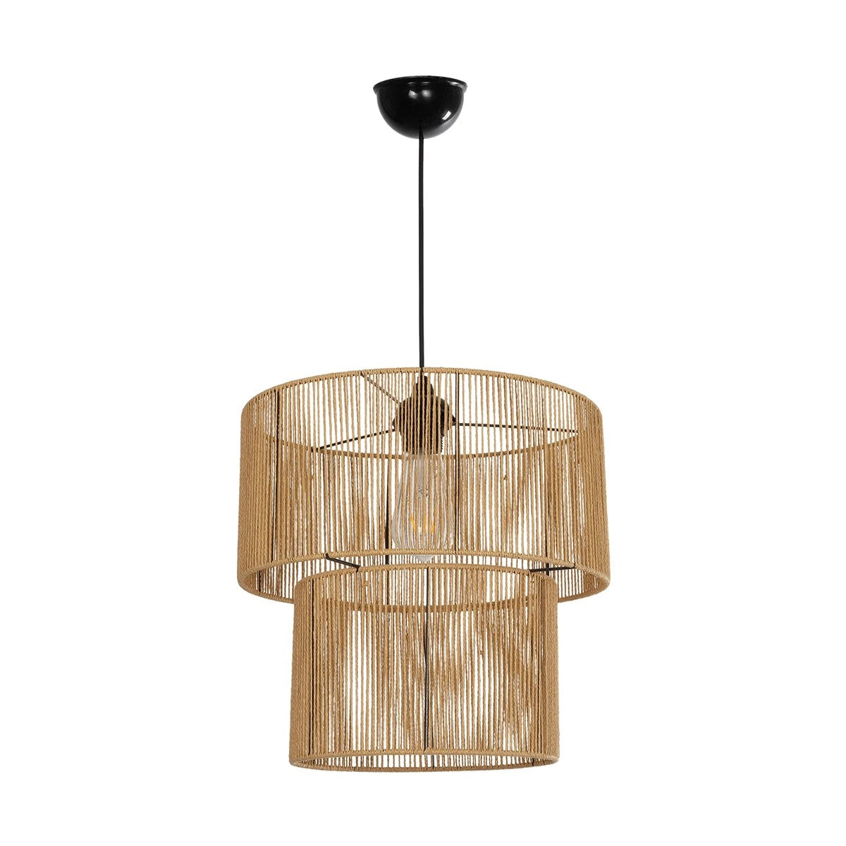 GLOBOSTAR® ROXXI 205-0019 Boho Κρεμαστό Φωτιστικό Οροφής με Ντουί 1 x E27 AC 220-240V IP20 - Μπεζ - M35 x Π35 x Υ37cm - ledmania.gr