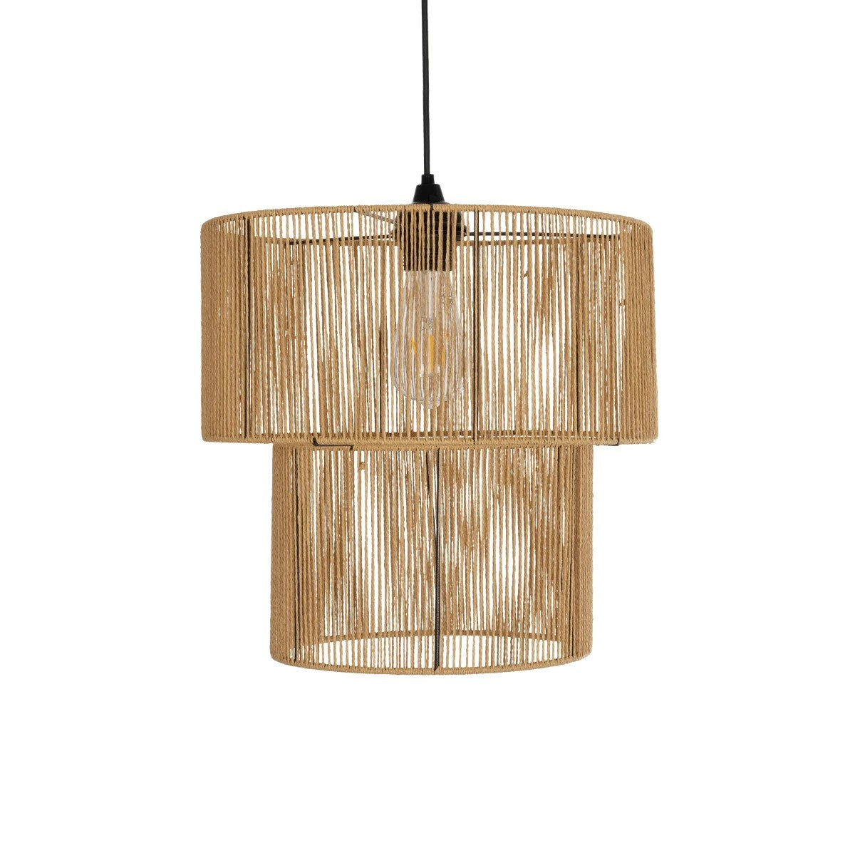 GLOBOSTAR® ROXXI 205-0019 Boho Κρεμαστό Φωτιστικό Οροφής με Ντουί 1 x E27 AC 220-240V IP20 - Μπεζ - M35 x Π35 x Υ37cm - ledmania.gr