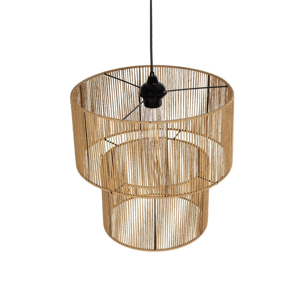 GLOBOSTAR® ROXXI 205-0019 Boho Κρεμαστό Φωτιστικό Οροφής με Ντουί 1 x E27 AC 220-240V IP20 - Μπεζ - M35 x Π35 x Υ37cm - ledmania.gr