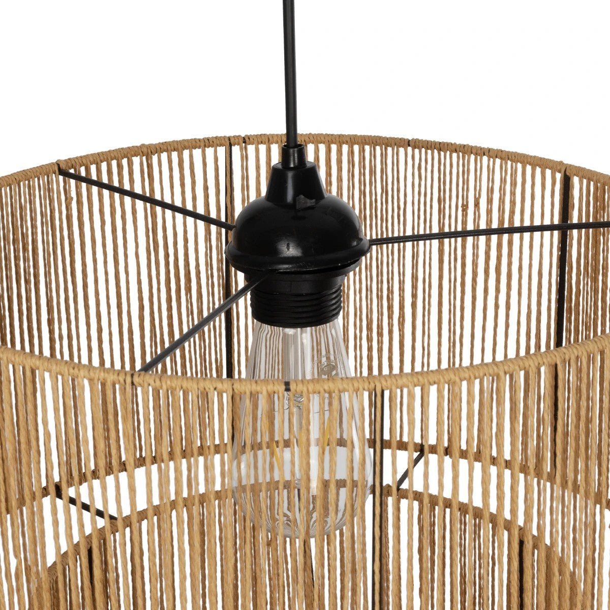 GLOBOSTAR® ROXXI 205-0019 Boho Κρεμαστό Φωτιστικό Οροφής με Ντουί 1 x E27 AC 220-240V IP20 - Μπεζ - M35 x Π35 x Υ37cm - ledmania.gr