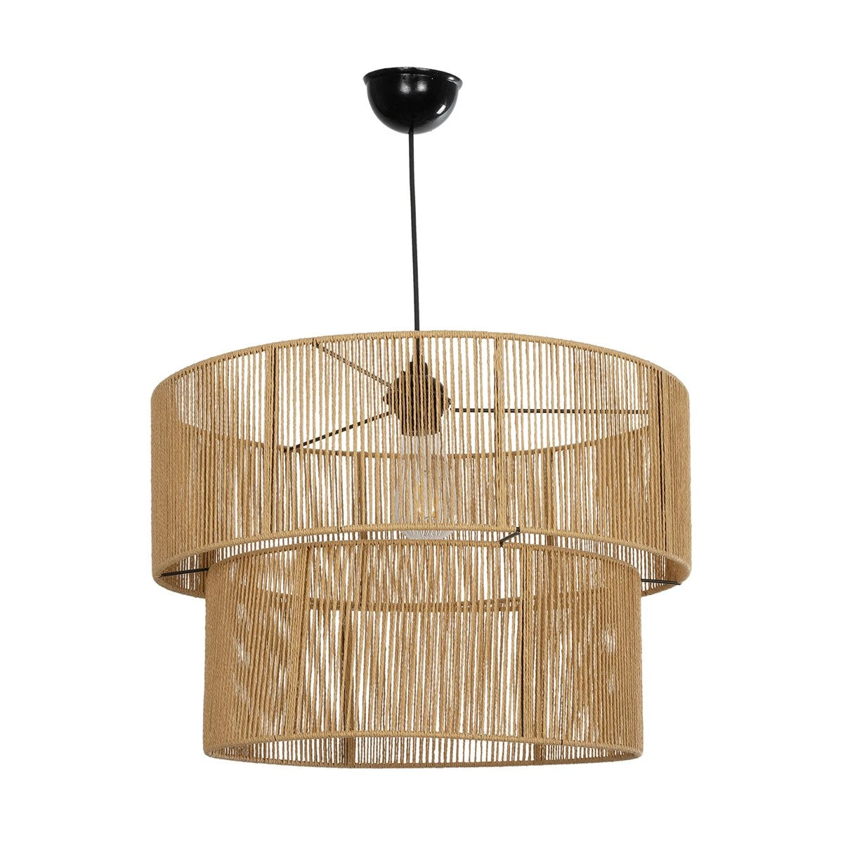 GLOBOSTAR® ROXXI 205-0020 Boho Κρεμαστό Φωτιστικό Οροφής με Ντουί 1 x E27 AC 220-240V IP20 - Μπεζ - M50 x Π50 x Υ36cm - ledmania.gr