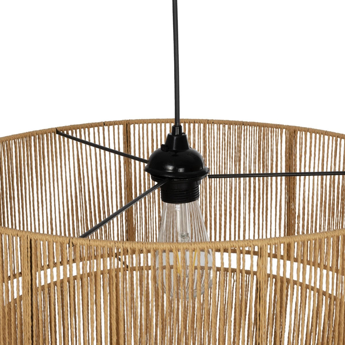 GLOBOSTAR® ROXXI 205-0020 Boho Κρεμαστό Φωτιστικό Οροφής με Ντουί 1 x E27 AC 220-240V IP20 - Μπεζ - M50 x Π50 x Υ36cm - ledmania.gr