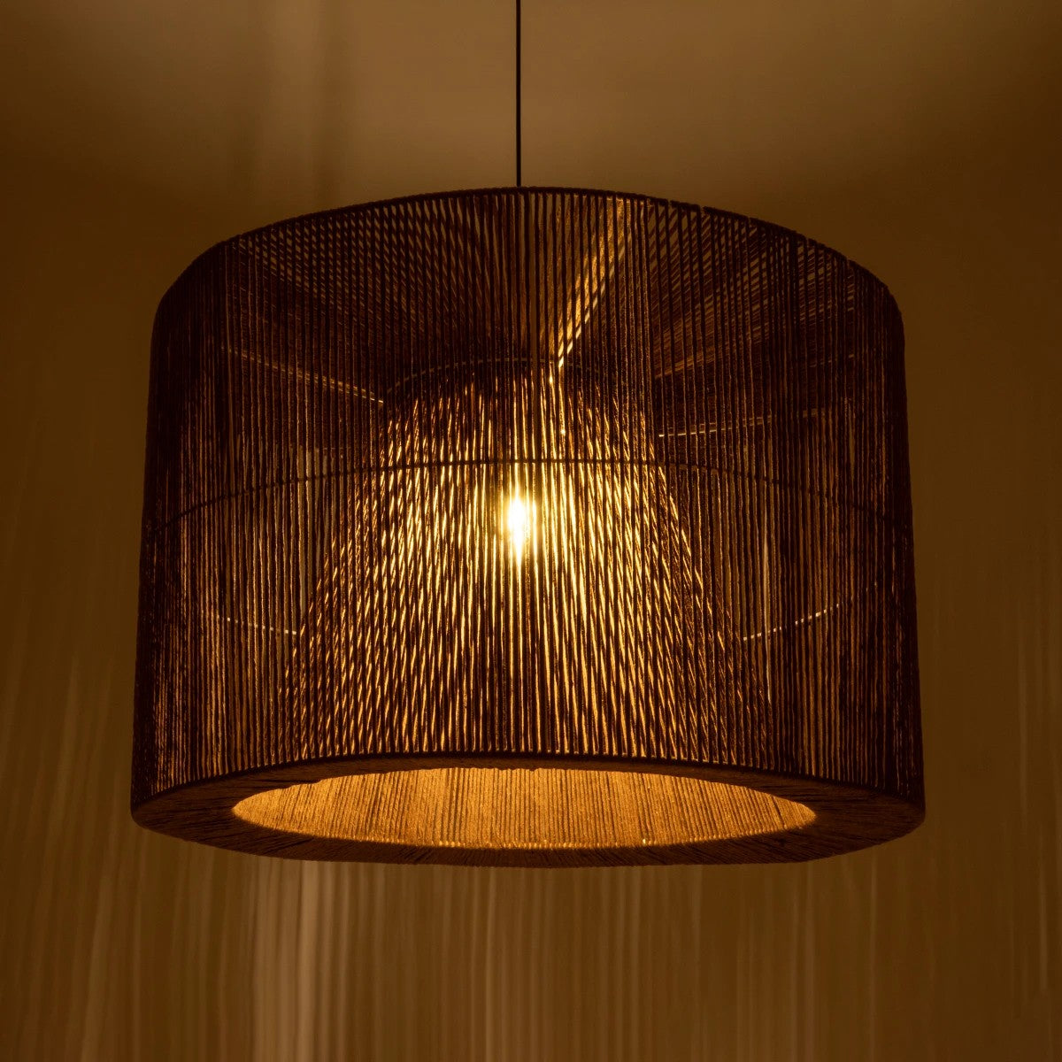 GLOBOSTAR® ZYLINDER 205-0023 Boho Κρεμαστό Φωτιστικό Οροφής με Ντουί 1 x E27 AC 220-240V IP20 - Καφέ - M80 x Π80 x Υ51cm - ledmania.gr