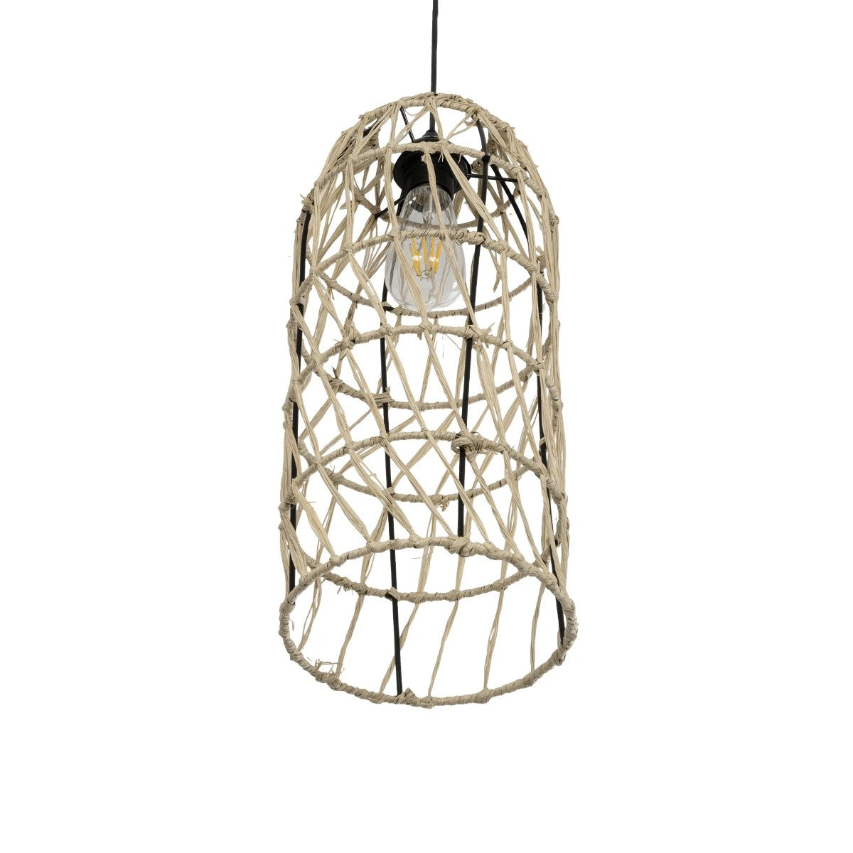 GLOBOSTAR® NETI 205-0024 Boho Κρεμαστό Φωτιστικό Οροφής με Ντουί 1 x E27 AC 220-240V IP20 - Μπεζ - M20 x Π20 x Υ49cm - ledmania.gr