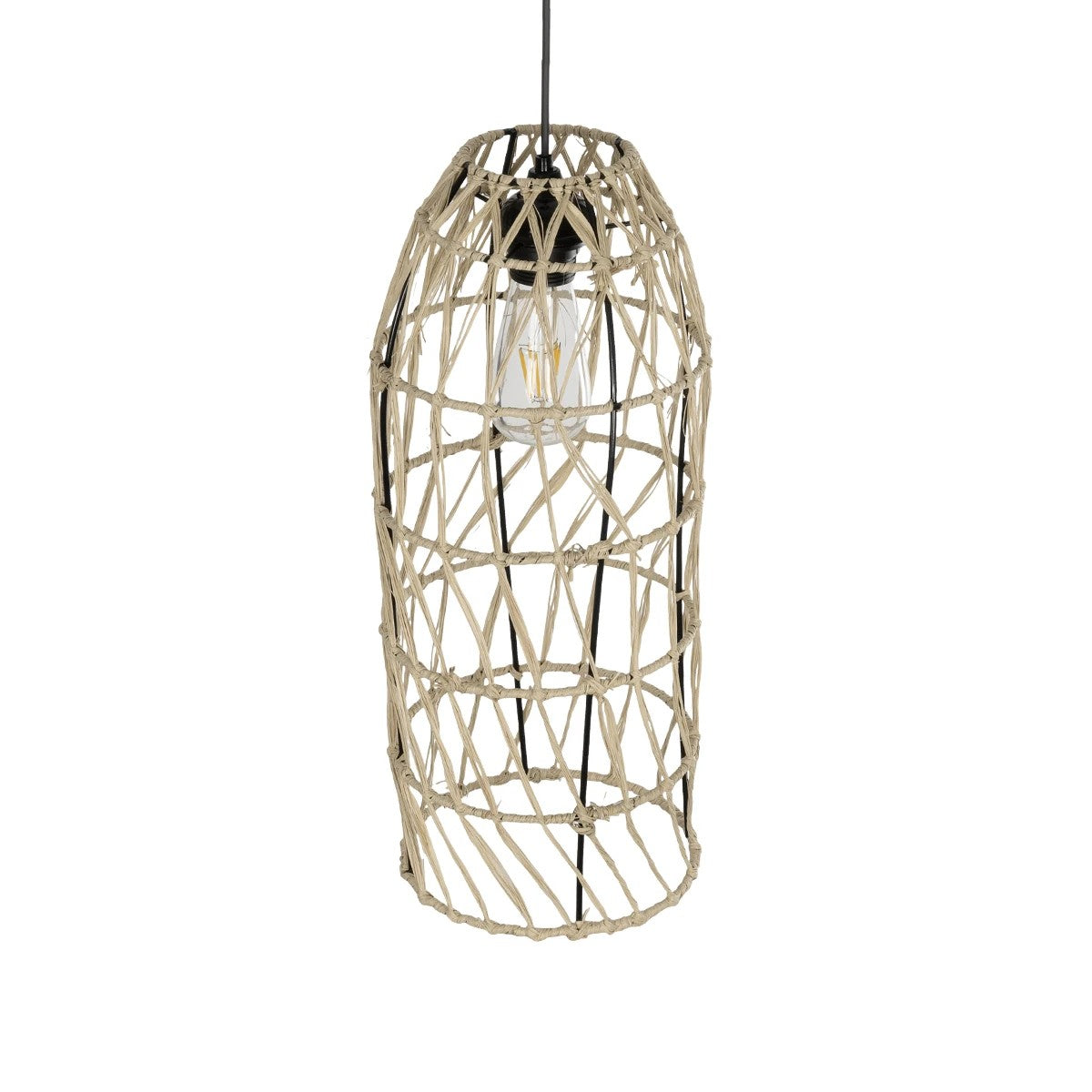 GLOBOSTAR® NETI 205-0024 Boho Κρεμαστό Φωτιστικό Οροφής με Ντουί 1 x E27 AC 220-240V IP20 - Μπεζ - M20 x Π20 x Υ49cm - ledmania.gr