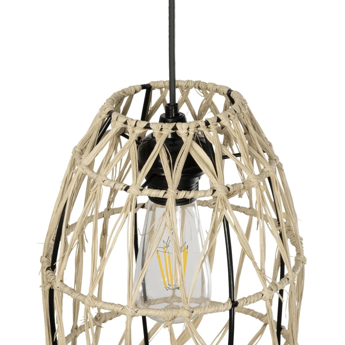 GLOBOSTAR® NETI 205-0024 Boho Κρεμαστό Φωτιστικό Οροφής με Ντουί 1 x E27 AC 220-240V IP20 - Μπεζ - M20 x Π20 x Υ49cm - ledmania.gr