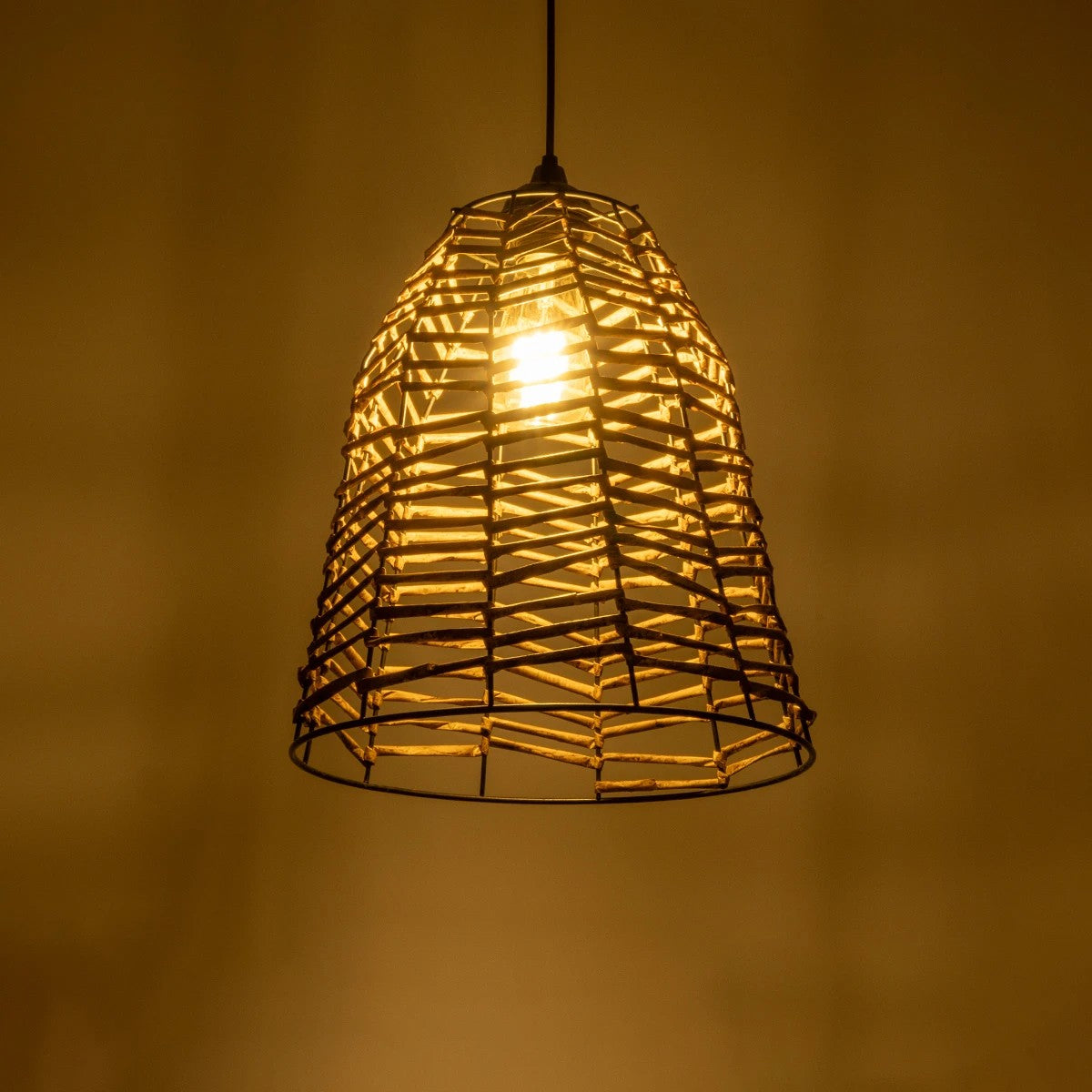 GLOBOSTAR® NETZ 205-0026 Boho Κρεμαστό Φωτιστικό Οροφής με Ντουί 1 x E27 AC 220-240V IP20 - Μπεζ - M30 x Π30 x Υ38cm - ledmania.gr