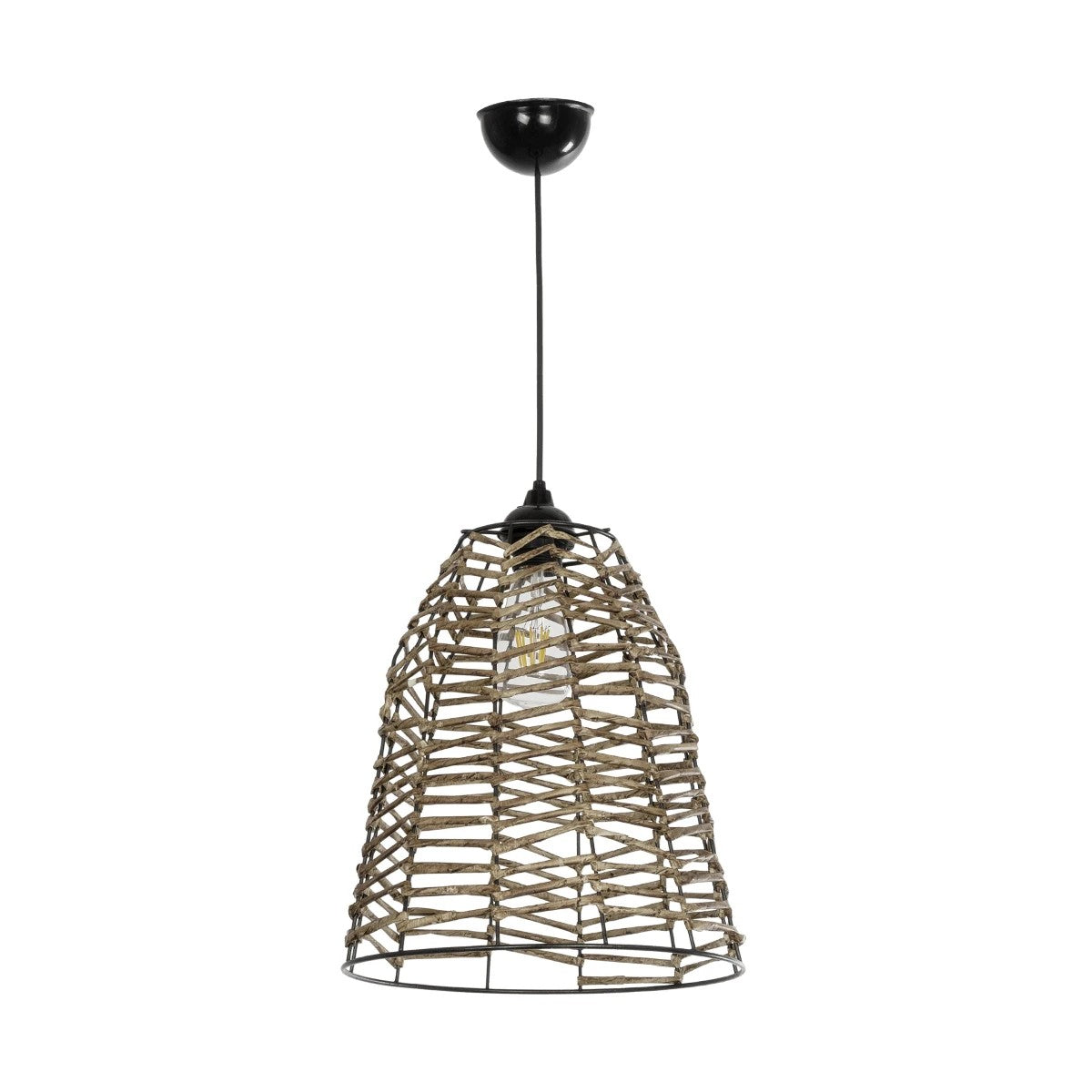 GLOBOSTAR® NETZ 205-0026 Boho Κρεμαστό Φωτιστικό Οροφής με Ντουί 1 x E27 AC 220-240V IP20 - Μπεζ - M30 x Π30 x Υ38cm - ledmania.gr