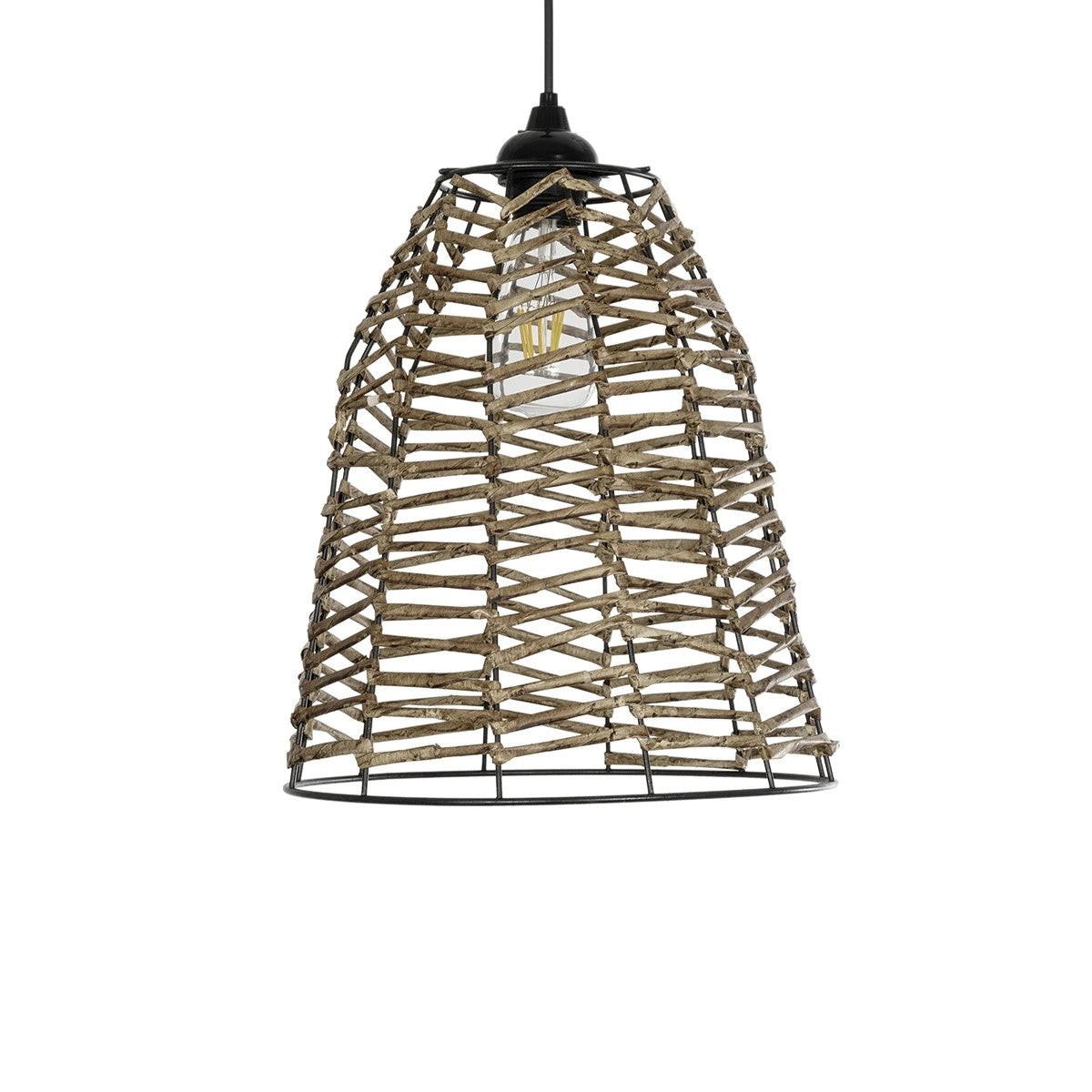 GLOBOSTAR® NETZ 205-0026 Boho Κρεμαστό Φωτιστικό Οροφής με Ντουί 1 x E27 AC 220-240V IP20 - Μπεζ - M30 x Π30 x Υ38cm - ledmania.gr