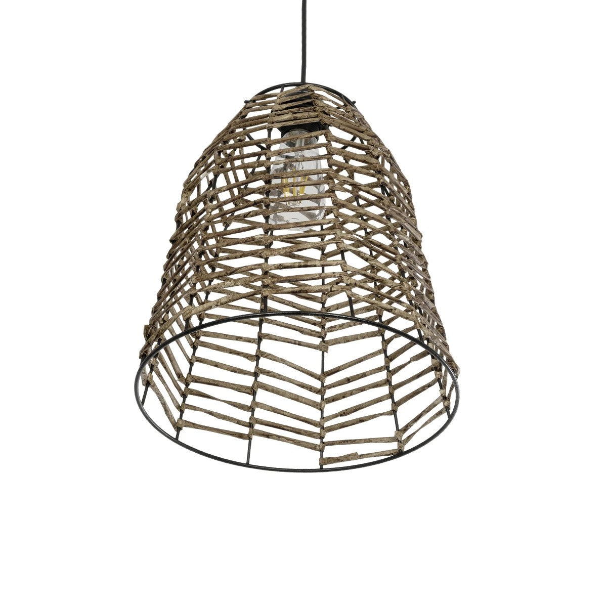 GLOBOSTAR® NETZ 205-0026 Boho Κρεμαστό Φωτιστικό Οροφής με Ντουί 1 x E27 AC 220-240V IP20 - Μπεζ - M30 x Π30 x Υ38cm - ledmania.gr