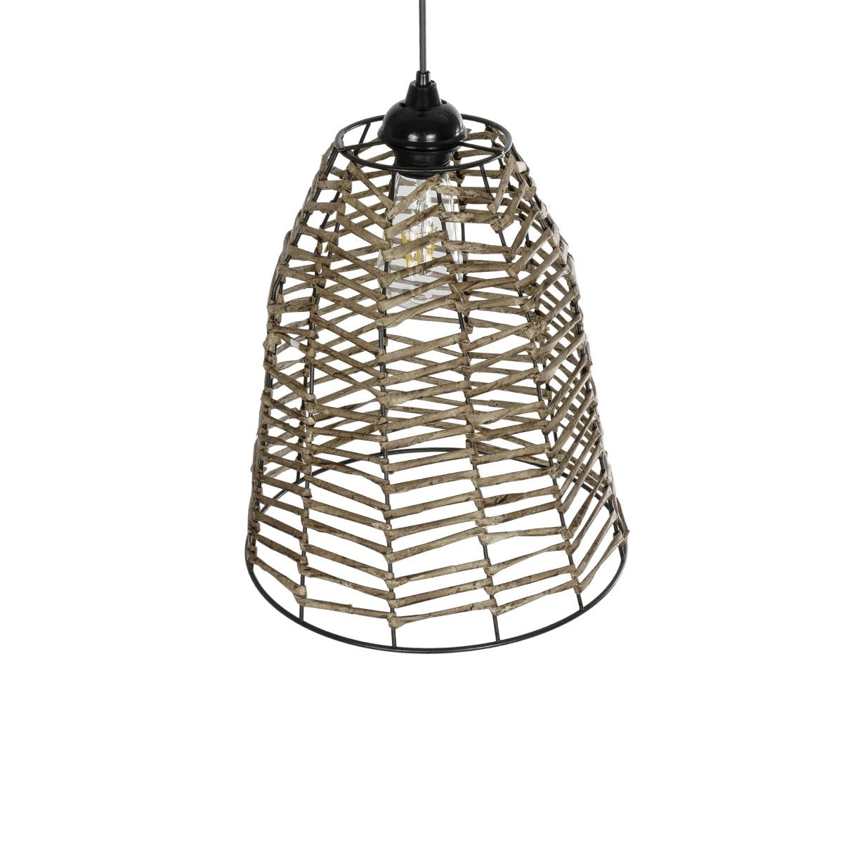 GLOBOSTAR® NETZ 205-0026 Boho Κρεμαστό Φωτιστικό Οροφής με Ντουί 1 x E27 AC 220-240V IP20 - Μπεζ - M30 x Π30 x Υ38cm - ledmania.gr