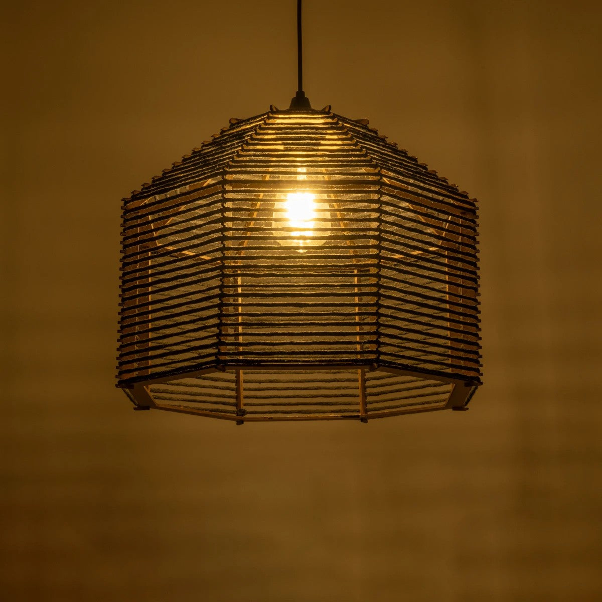 GLOBOSTAR® VORK 205-0027 Boho Κρεμαστό Φωτιστικό Οροφής με Ντουί 1 x E27 AC 220-240V IP20 - Μαύρο - M40 x Π40 x Υ36cm - ledmania.gr