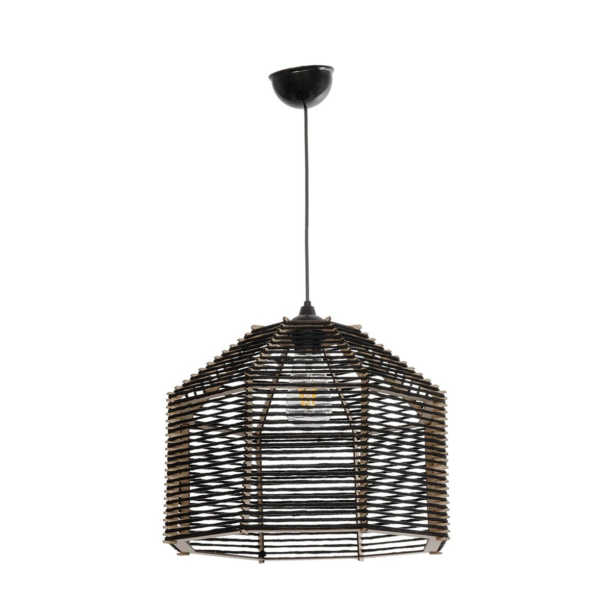 GLOBOSTAR® VORK 205-0027 Boho Κρεμαστό Φωτιστικό Οροφής με Ντουί 1 x E27 AC 220-240V IP20 - Μαύρο - M40 x Π40 x Υ36cm - ledmania.gr