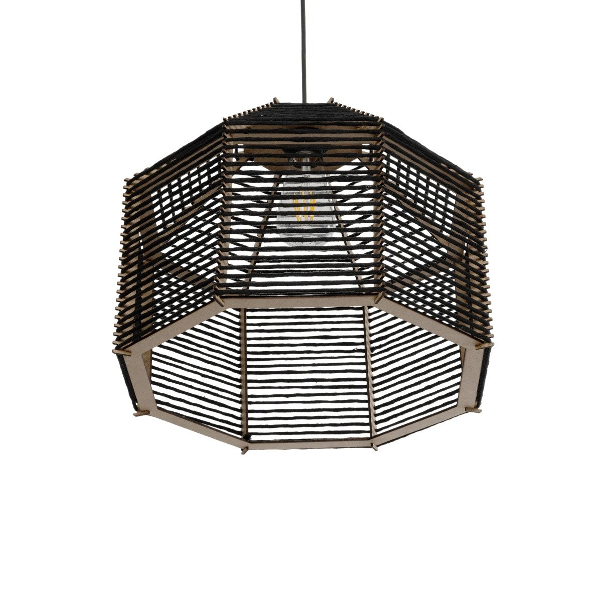 GLOBOSTAR® VORK 205-0027 Boho Κρεμαστό Φωτιστικό Οροφής με Ντουί 1 x E27 AC 220-240V IP20 - Μαύρο - M40 x Π40 x Υ36cm - ledmania.gr