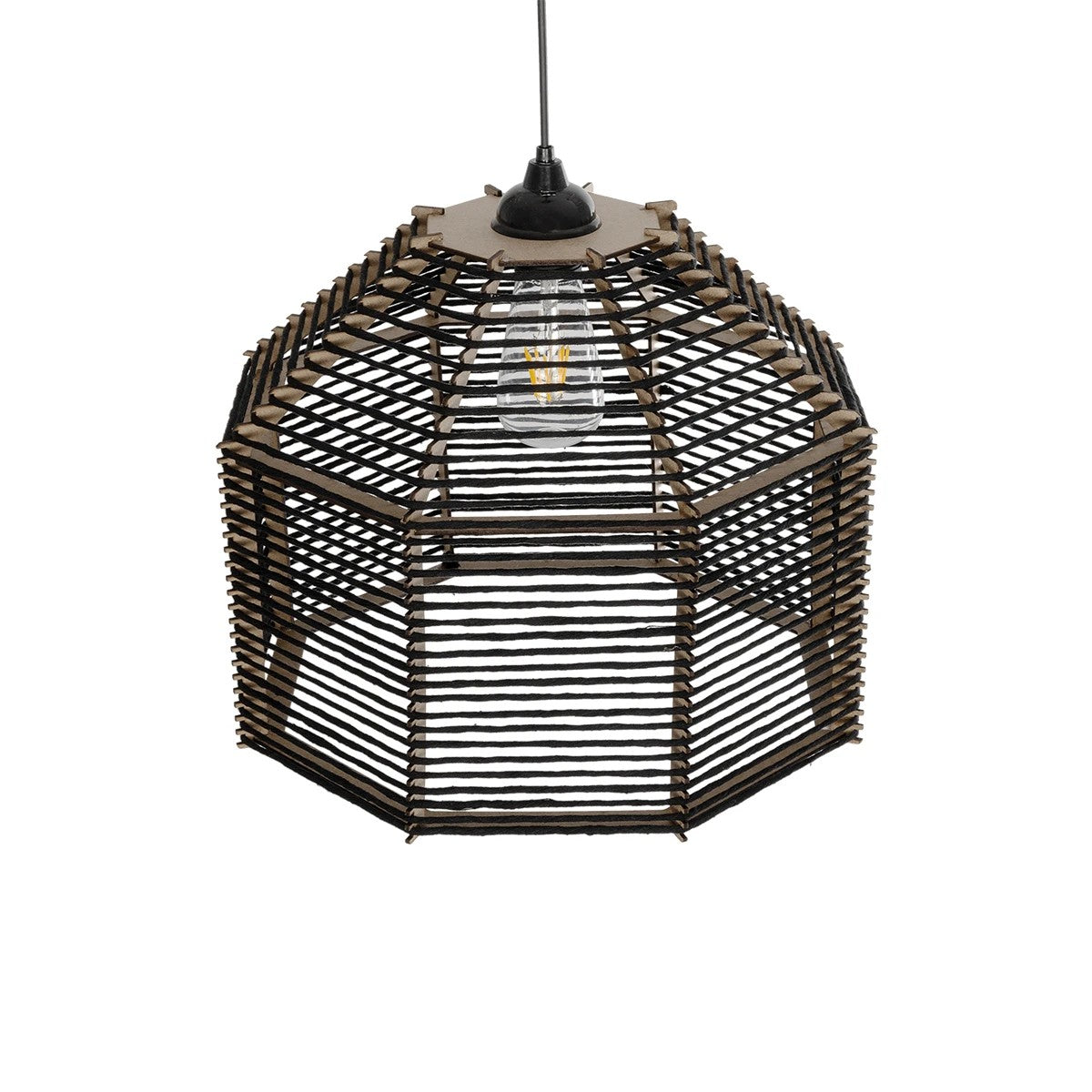 GLOBOSTAR® VORK 205-0027 Boho Κρεμαστό Φωτιστικό Οροφής με Ντουί 1 x E27 AC 220-240V IP20 - Μαύρο - M40 x Π40 x Υ36cm - ledmania.gr