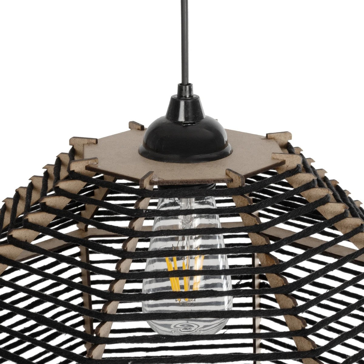 GLOBOSTAR® VORK 205-0027 Boho Κρεμαστό Φωτιστικό Οροφής με Ντουί 1 x E27 AC 220-240V IP20 - Μαύρο - M40 x Π40 x Υ36cm - ledmania.gr