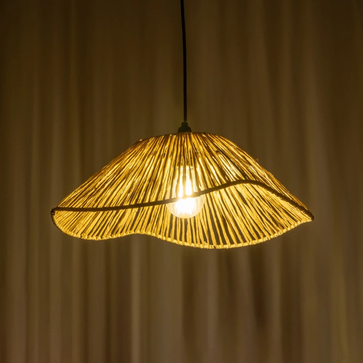 GLOBOSTAR® CHAPEAU 205-0028 Boho Κρεμαστό Φωτιστικό Οροφής με Ντουί 1 x E27 AC 220-240V IP20 - Μπεζ - M41 x Π41 x Υ17cm - ledmania.gr