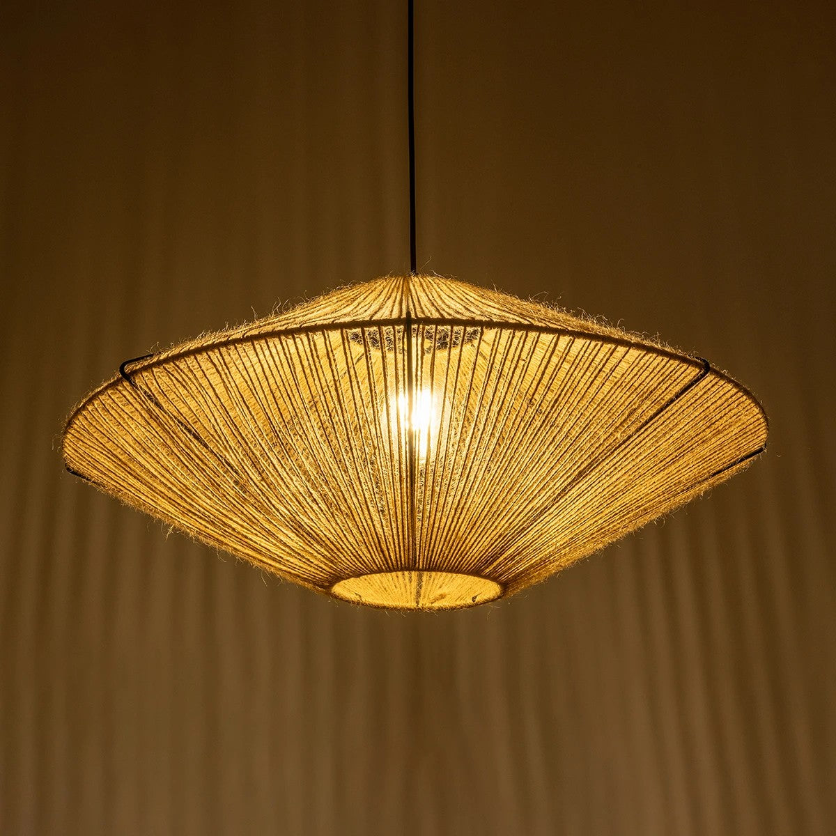 GLOBOSTAR® OVNI 205-0029 Boho Κρεμαστό Φωτιστικό Οροφής με Ντουί 1 x E27 AC 220-240V IP20 - Μπεζ - M60 x Π60 x Υ29cm - ledmania.gr