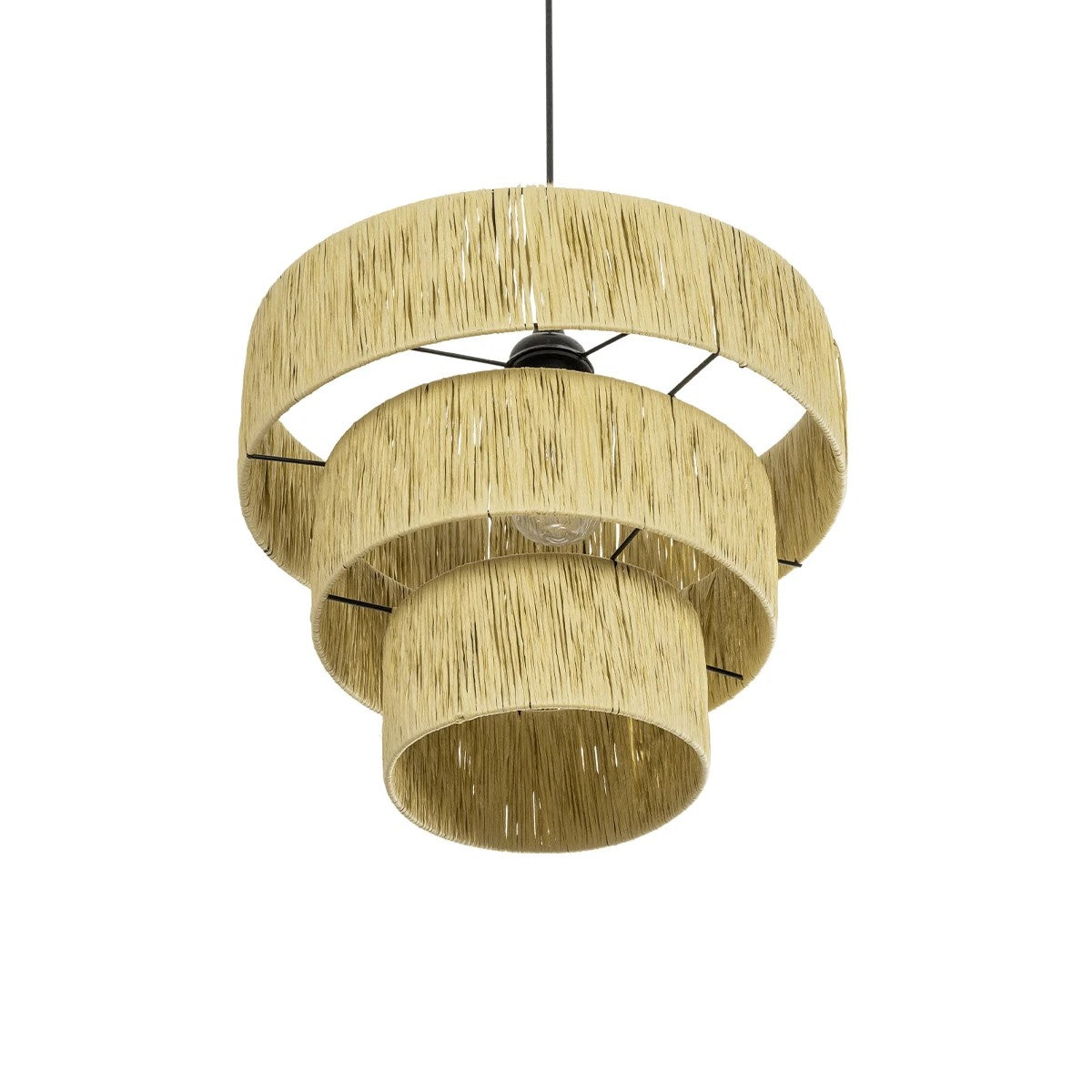 GLOBOSTAR® COROIN 205-0034 Boho Κρεμαστό Φωτιστικό Οροφής με Ντουί 1 x E27 AC 220-240V IP20 - Μπεζ - M40 x Π40 x Υ35cm - ledmania.gr