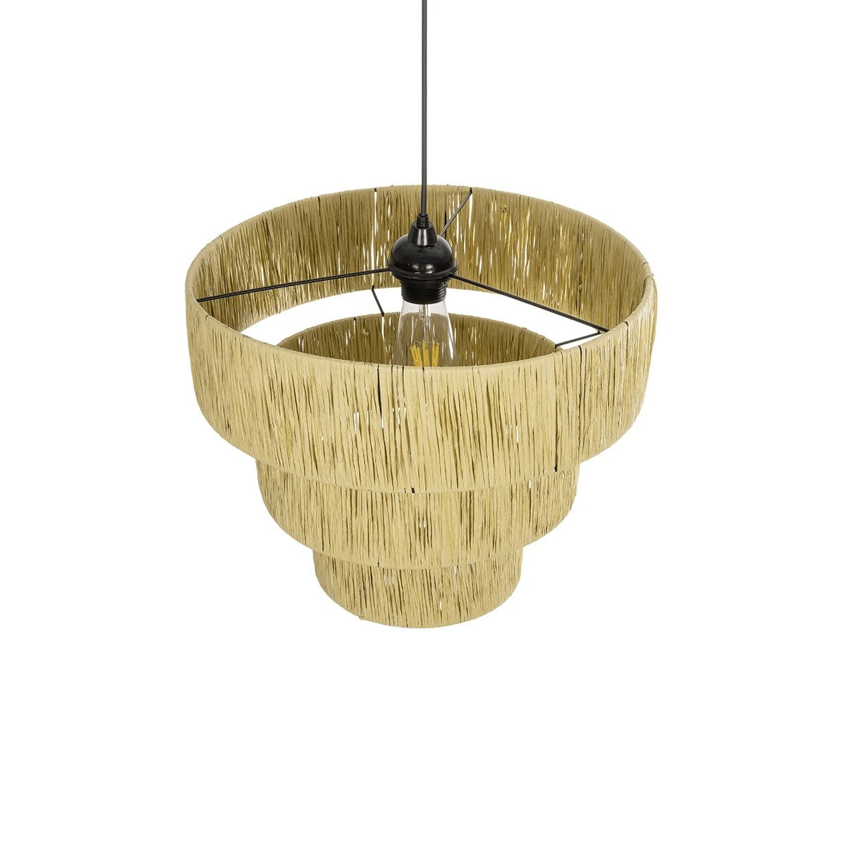 GLOBOSTAR® COROIN 205-0034 Boho Κρεμαστό Φωτιστικό Οροφής με Ντουί 1 x E27 AC 220-240V IP20 - Μπεζ - M40 x Π40 x Υ35cm - ledmania.gr