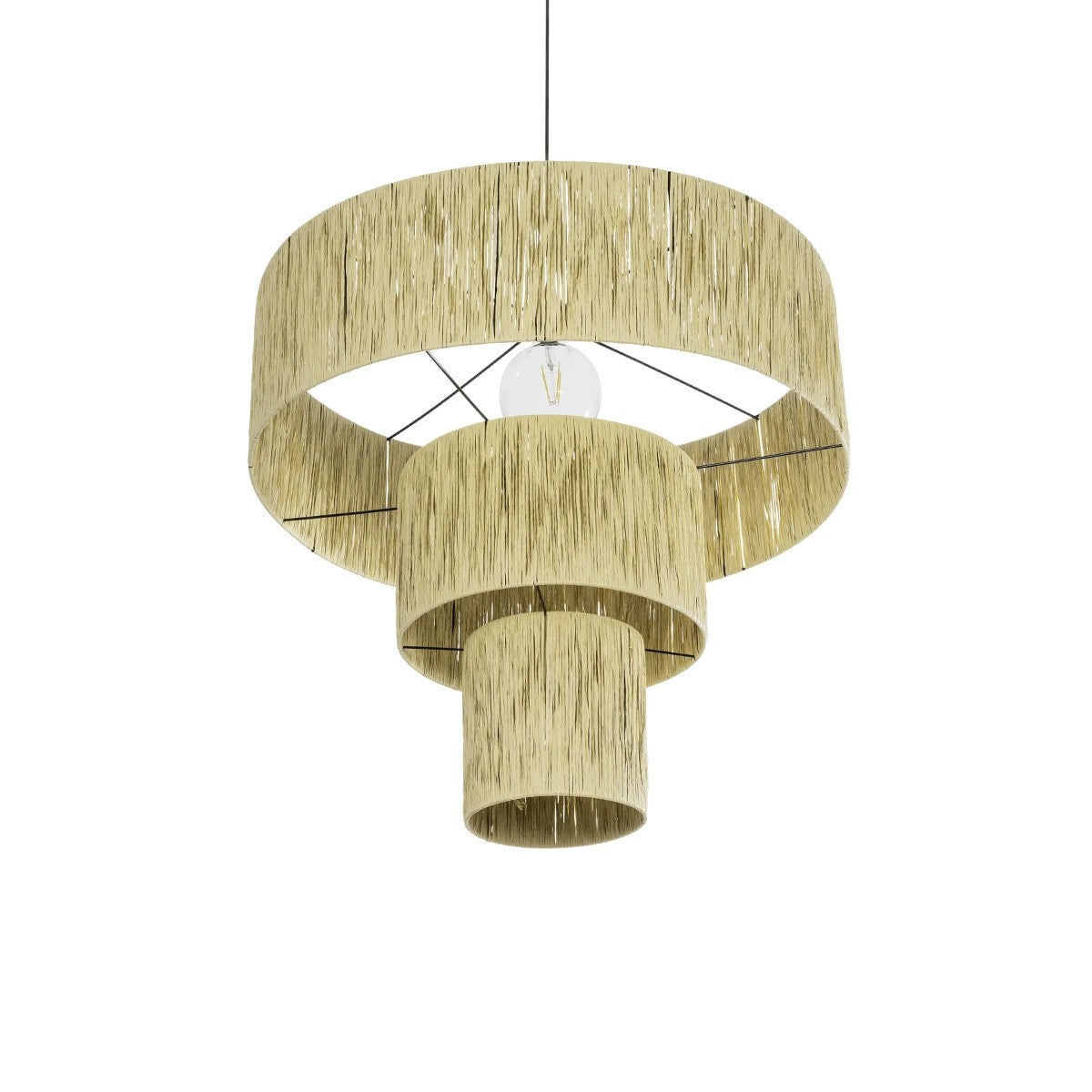 GLOBOSTAR® COROIN 205-0035 Boho Κρεμαστό Φωτιστικό Οροφής με Ντουί 1 x E27 AC 220-240V IP20 - Μπεζ - M70 x Π70 x Υ64cm - ledmania.gr