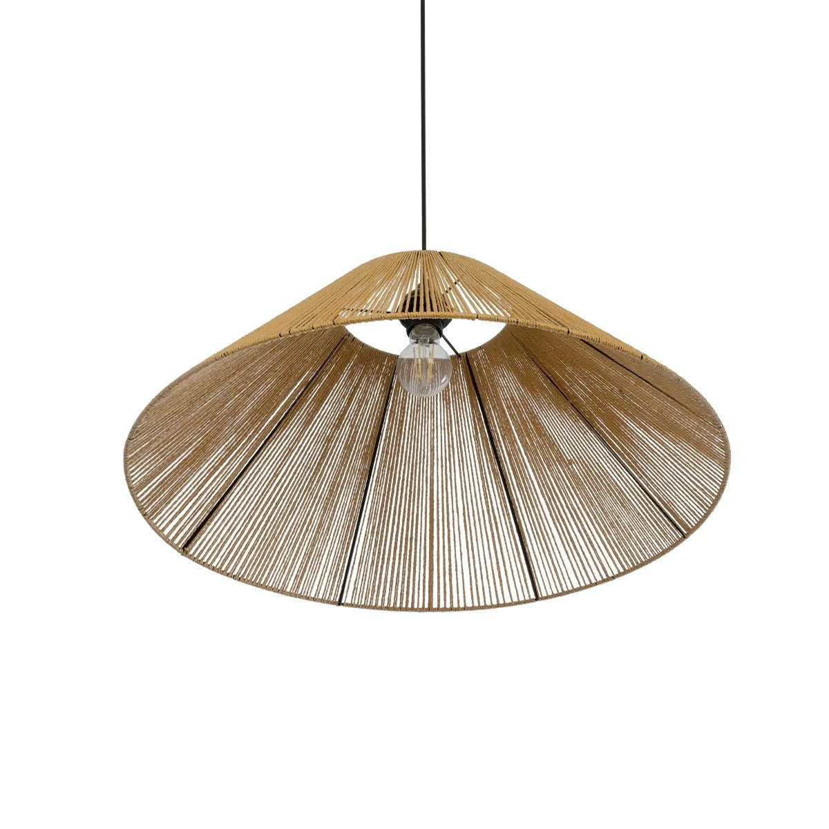 GLOBOSTAR® HATA 205-0037 Boho Κρεμαστό Φωτιστικό Οροφής με Ντουί 1 x E27 AC 220-240V IP20 - Μπεζ - M60 x Π60 x Υ27cm - ledmania.gr