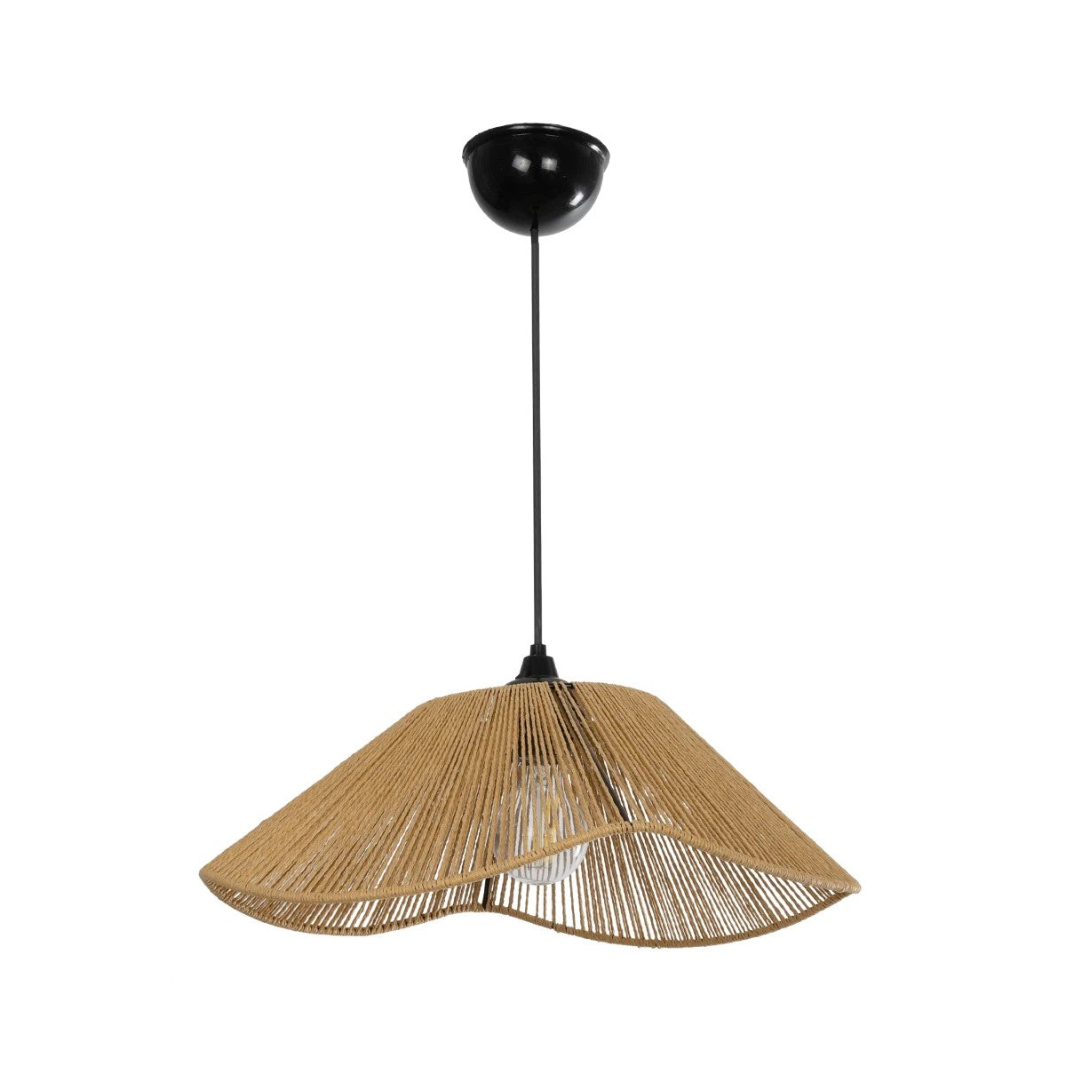 GLOBOSTAR® HATA 205-0038 Boho Κρεμαστό Φωτιστικό Οροφής με Ντουί 1 x E27 AC 220-240V IP20 - Μπεζ - M40 x Π40 x Υ17cm - ledmania.gr