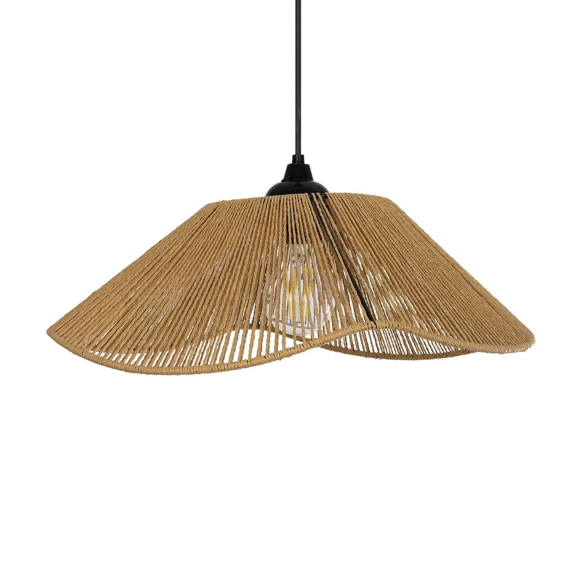 GLOBOSTAR® HATA 205-0038 Boho Κρεμαστό Φωτιστικό Οροφής με Ντουί 1 x E27 AC 220-240V IP20 - Μπεζ - M40 x Π40 x Υ17cm - ledmania.gr