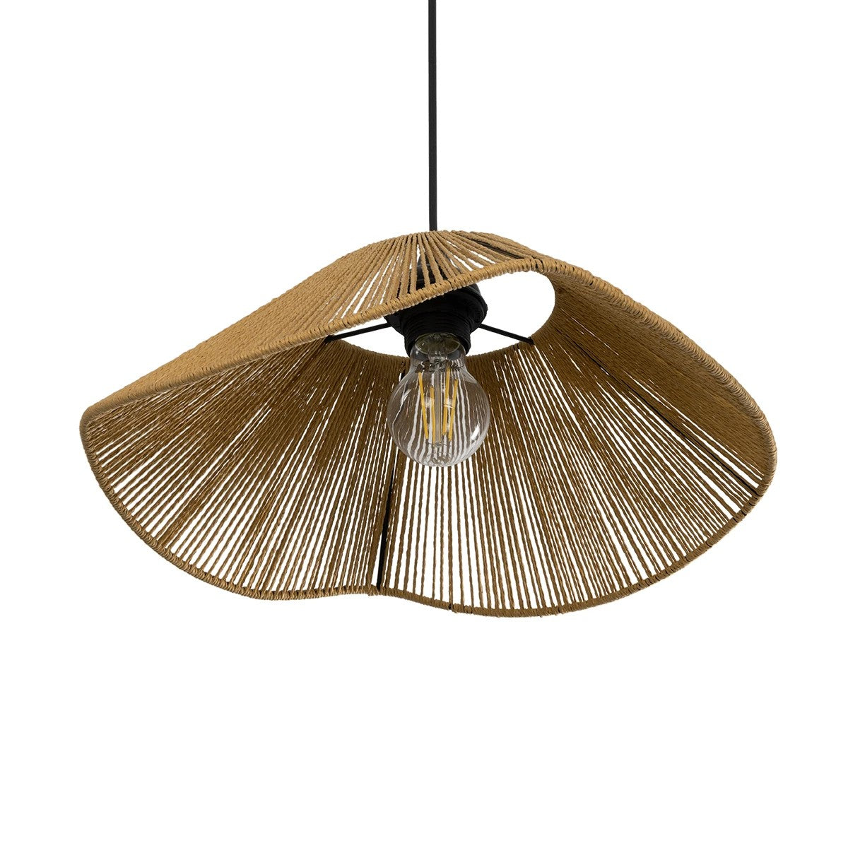 GLOBOSTAR® HATA 205-0038 Boho Κρεμαστό Φωτιστικό Οροφής με Ντουί 1 x E27 AC 220-240V IP20 - Μπεζ - M40 x Π40 x Υ17cm - ledmania.gr