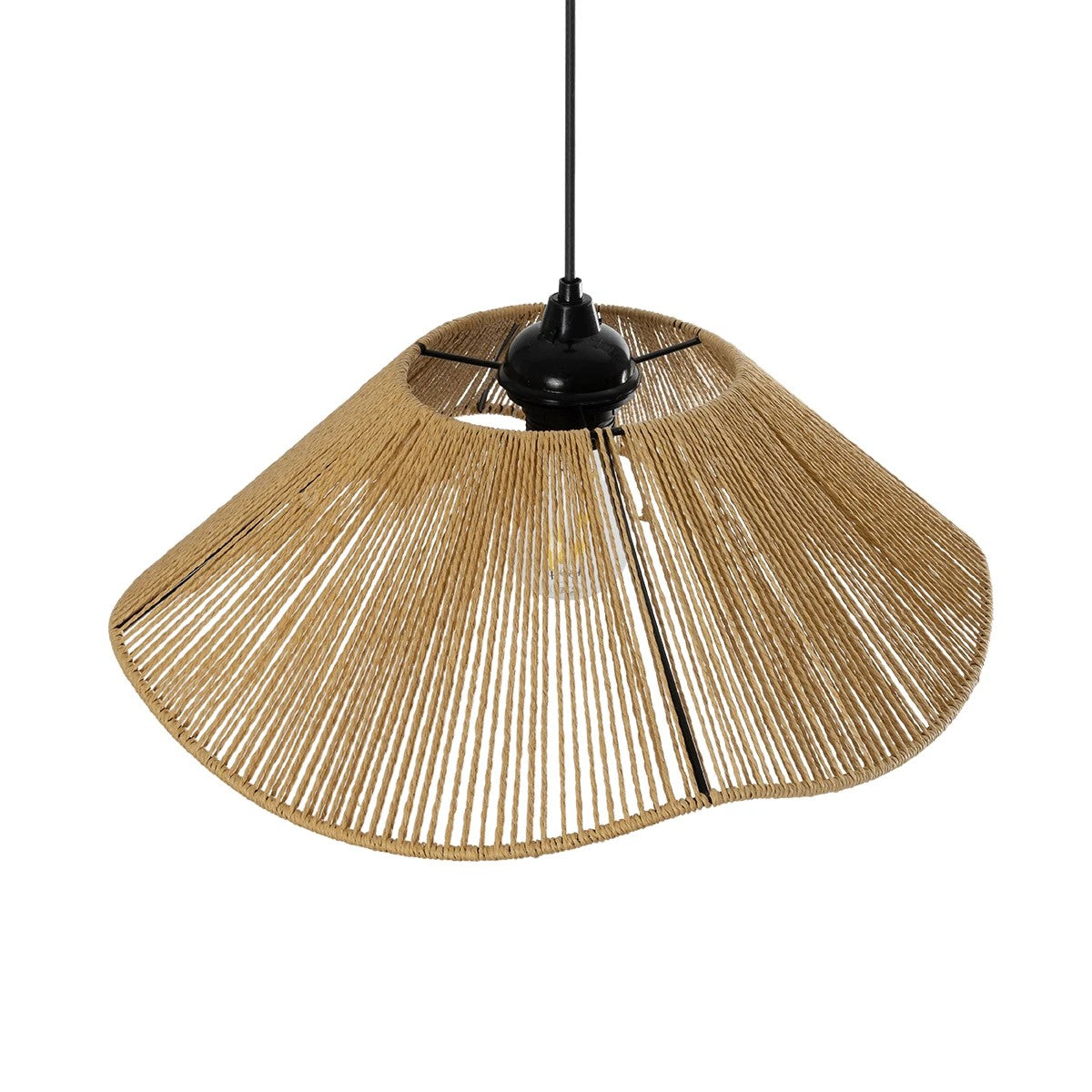 GLOBOSTAR® HATA 205-0038 Boho Κρεμαστό Φωτιστικό Οροφής με Ντουί 1 x E27 AC 220-240V IP20 - Μπεζ - M40 x Π40 x Υ17cm - ledmania.gr