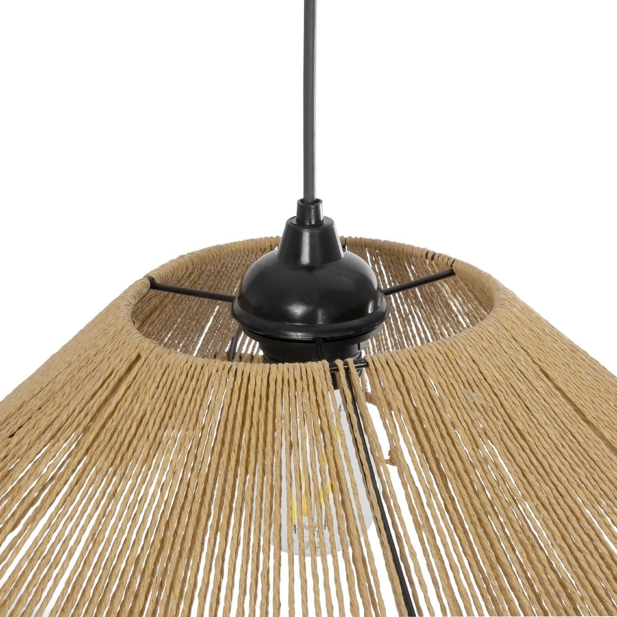 GLOBOSTAR® HATA 205-0038 Boho Κρεμαστό Φωτιστικό Οροφής με Ντουί 1 x E27 AC 220-240V IP20 - Μπεζ - M40 x Π40 x Υ17cm - ledmania.gr
