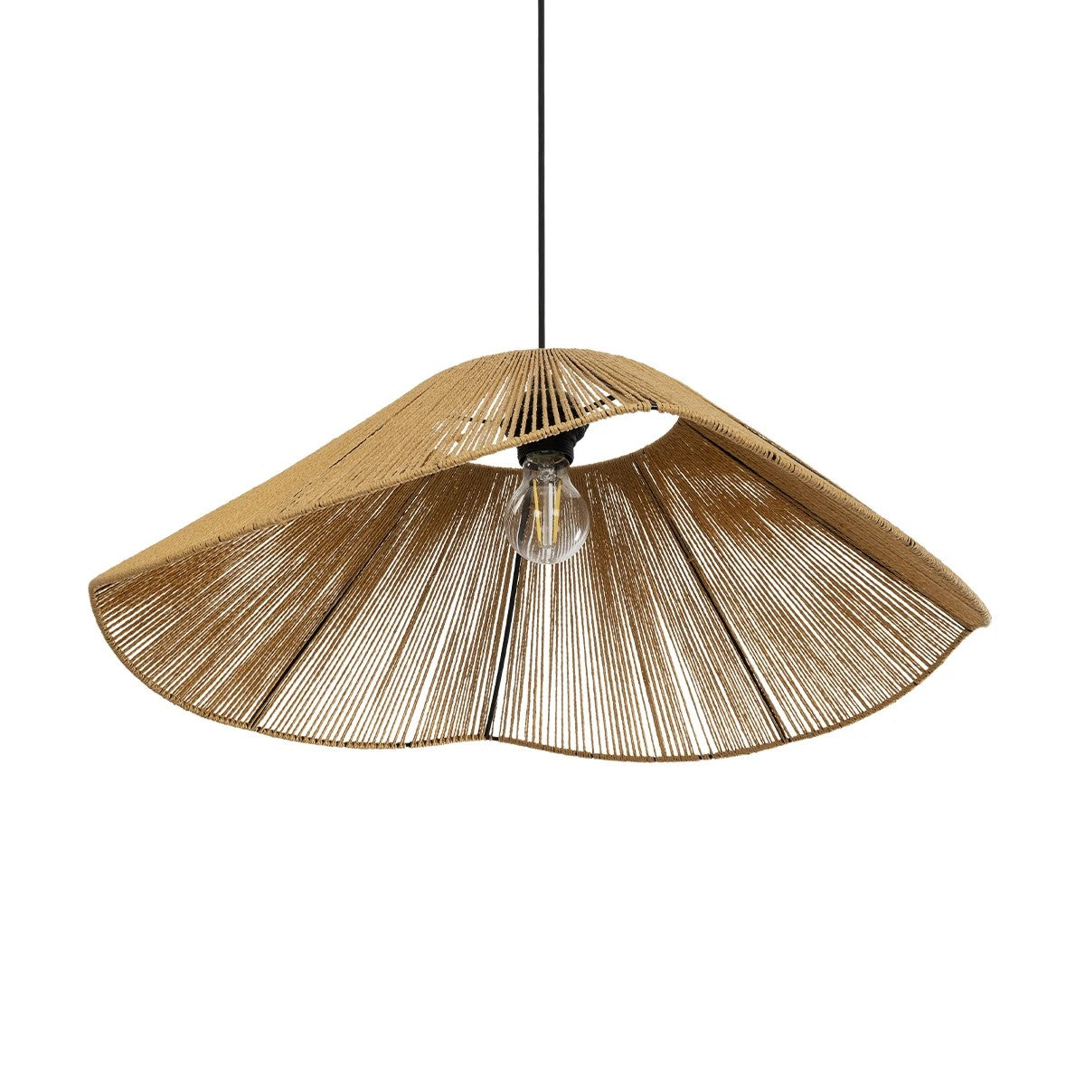 GLOBOSTAR® COURBE 205-0039 Boho Κρεμαστό Φωτιστικό Οροφής με Ντουί 1 x E27 AC 220-240V IP20 - Μπεζ - M62 x Π62 x Υ22cm - ledmania.gr