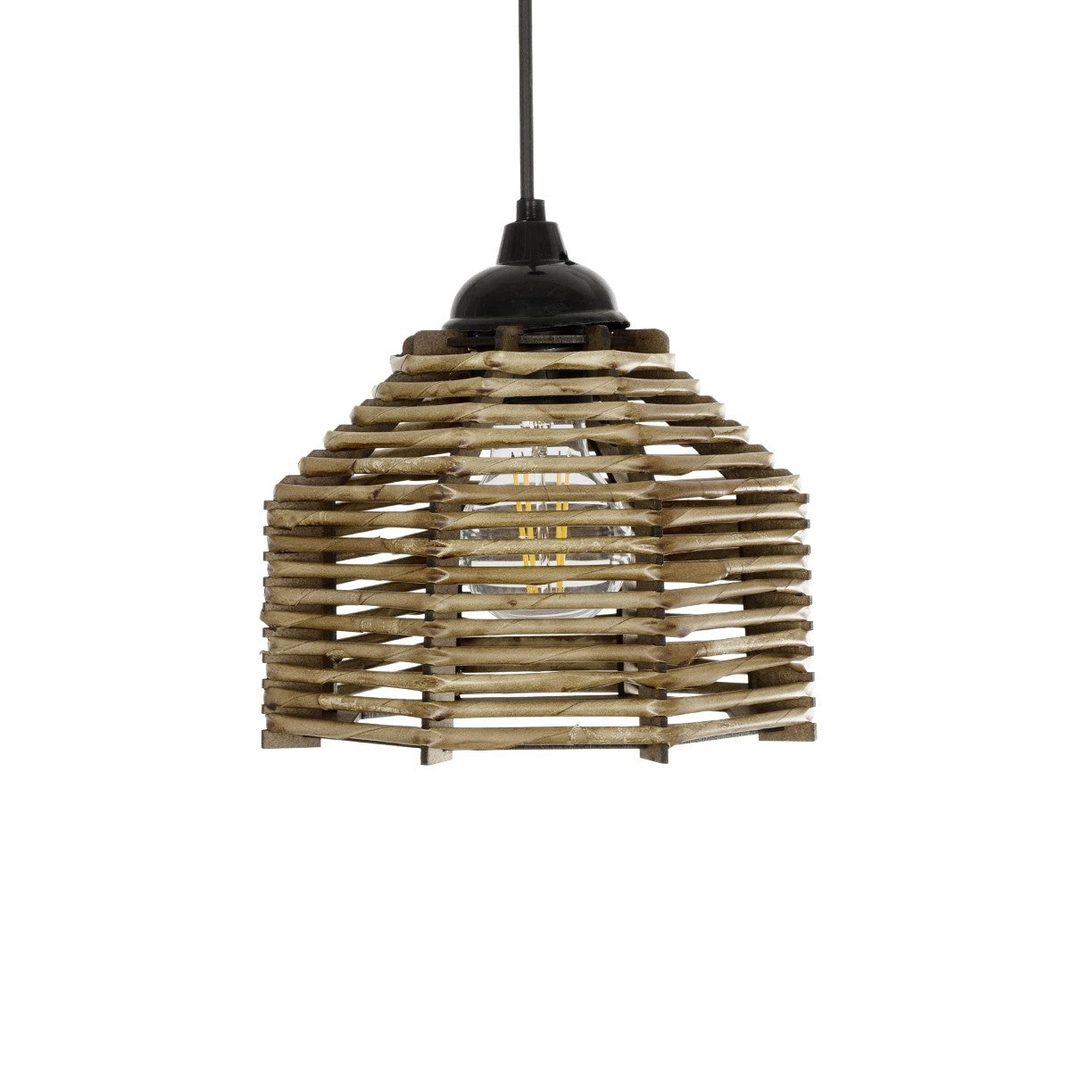 GLOBOSTAR® JUTTO 205-0040 Boho Κρεμαστό Φωτιστικό Οροφής με Ντουί 1 x E27 AC 220-240V IP20 - Μπεζ - M20 x Π20 x Υ18cm - ledmania.gr