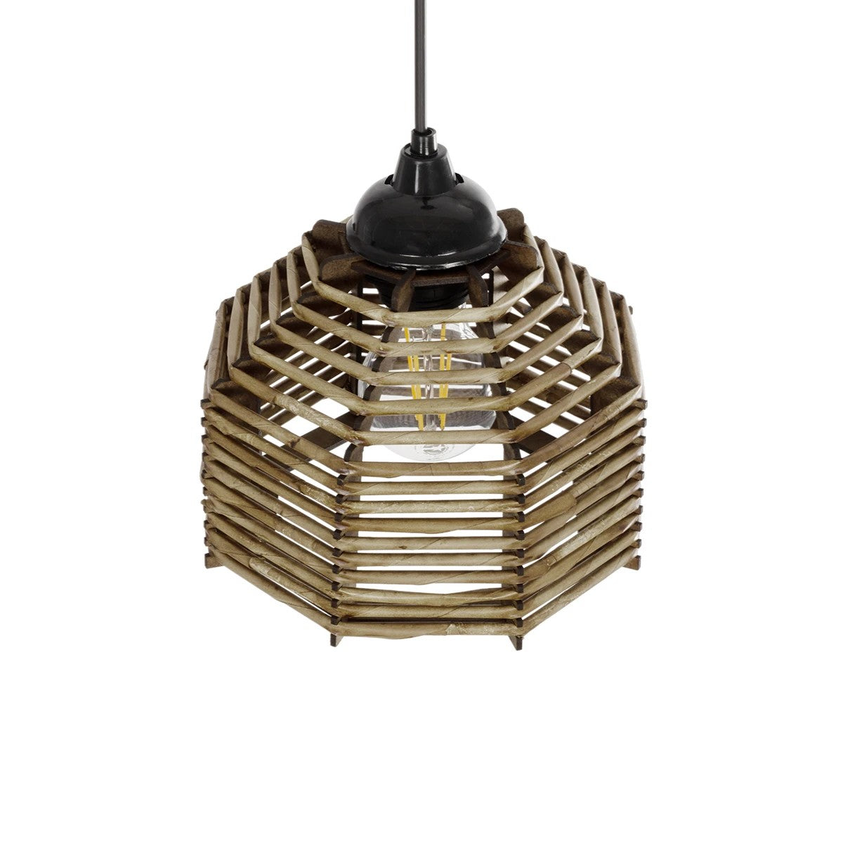 GLOBOSTAR® JUTTO 205-0040 Boho Κρεμαστό Φωτιστικό Οροφής με Ντουί 1 x E27 AC 220-240V IP20 - Μπεζ - M20 x Π20 x Υ18cm - ledmania.gr