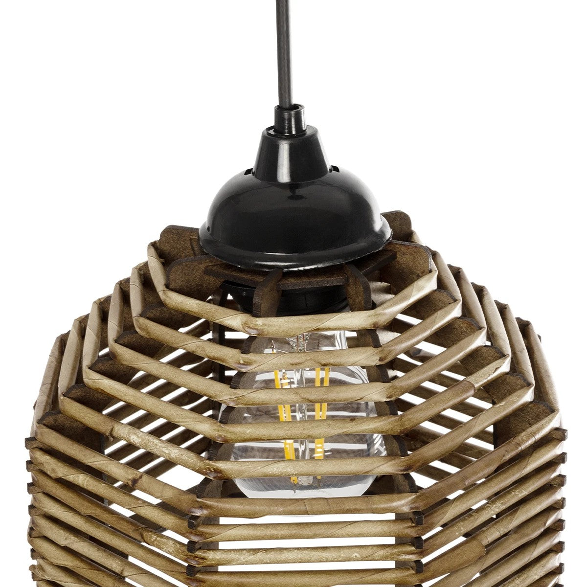 GLOBOSTAR® JUTTO 205-0040 Boho Κρεμαστό Φωτιστικό Οροφής με Ντουί 1 x E27 AC 220-240V IP20 - Μπεζ - M20 x Π20 x Υ18cm - ledmania.gr