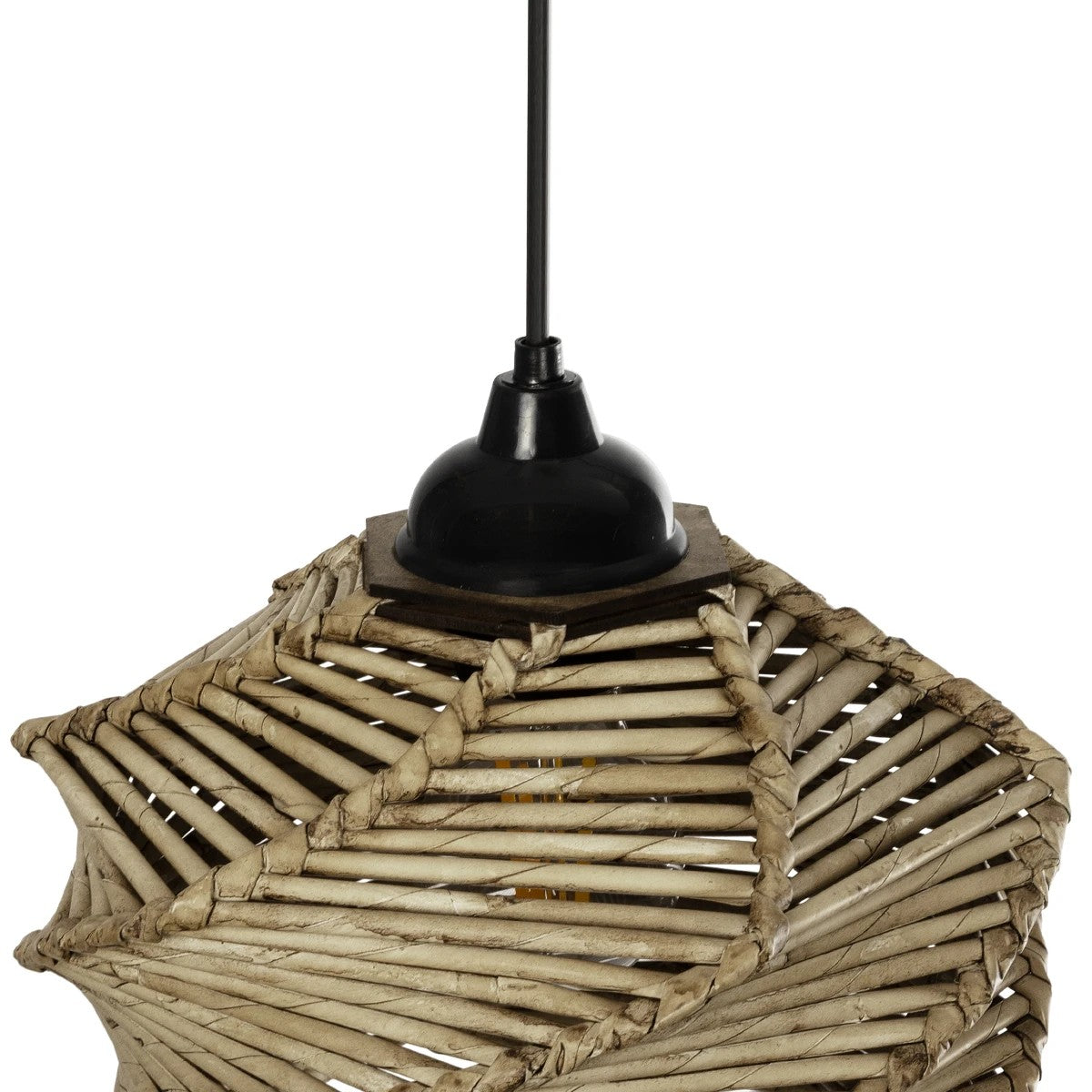 GLOBOSTAR® HUSLE 205-0044 Boho Κρεμαστό Φωτιστικό Οροφής με Ντουί 1 x E27 AC 220-240V IP20 - Μπεζ - M24 x Π24 x Υ21cm - ledmania.gr