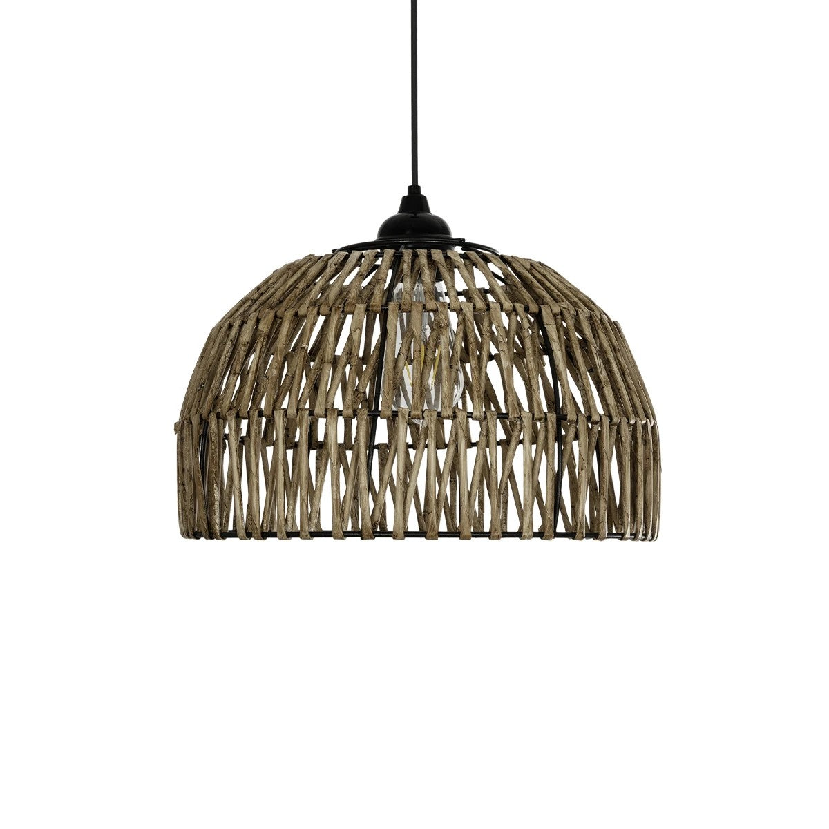 GLOBOSTAR® ARANCIA 205-0047 Boho Κρεμαστό Φωτιστικό Οροφής με Ντουί 1 x E27 AC 220-240V IP20 - Μπεζ - M35 x Π35 x Υ26cm