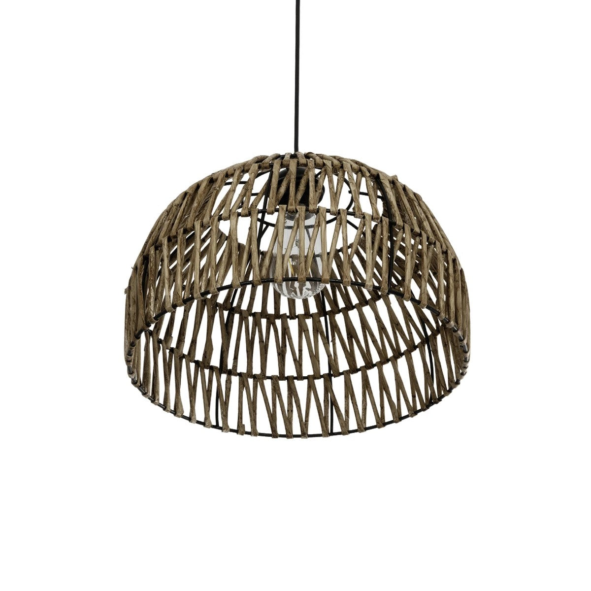 GLOBOSTAR® ARANCIA 205-0047 Boho Κρεμαστό Φωτιστικό Οροφής με Ντουί 1 x E27 AC 220-240V IP20 - Μπεζ - M35 x Π35 x Υ26cm - ledmania.gr