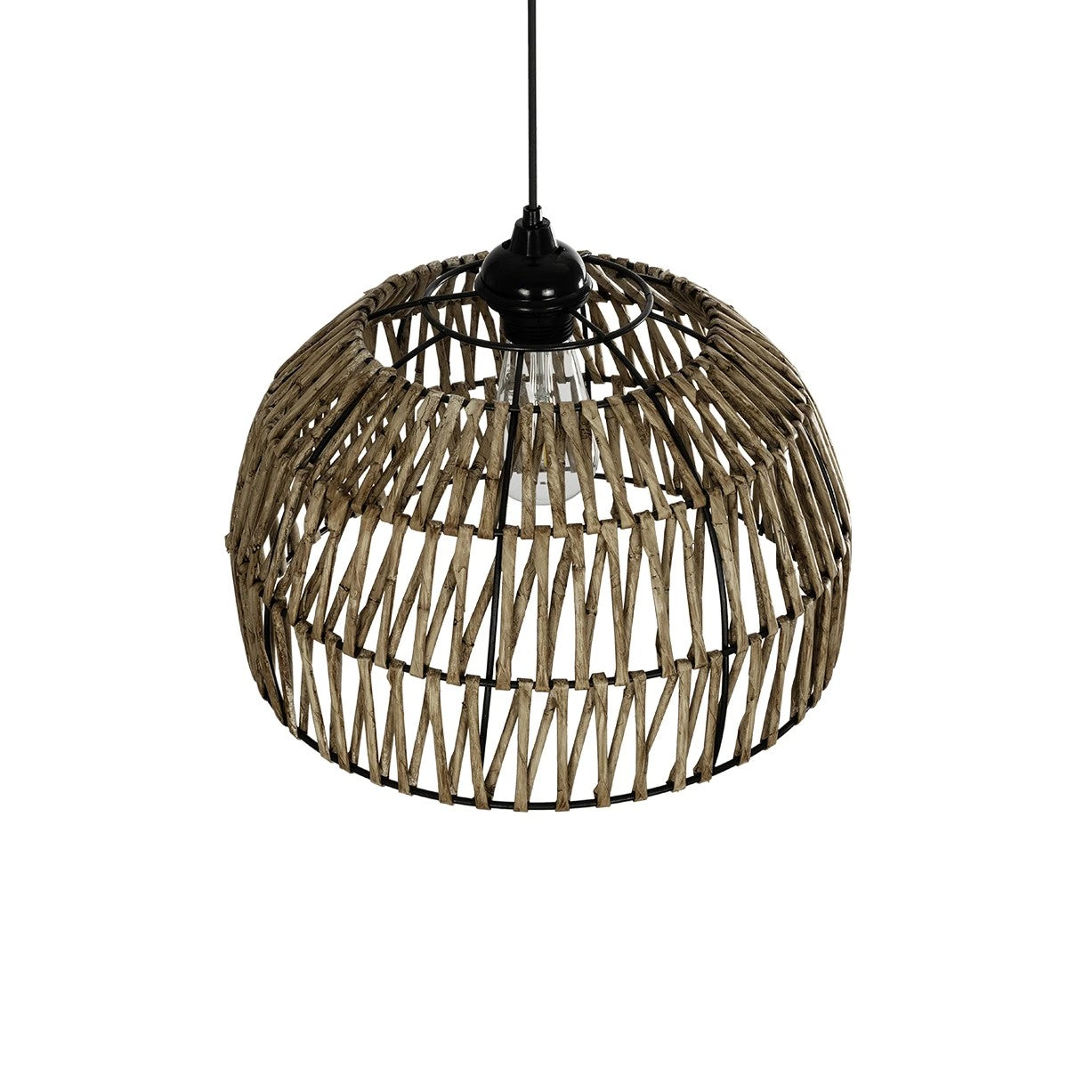 GLOBOSTAR® ARANCIA 205-0047 Boho Κρεμαστό Φωτιστικό Οροφής με Ντουί 1 x E27 AC 220-240V IP20 - Μπεζ - M35 x Π35 x Υ26cm - ledmania.gr