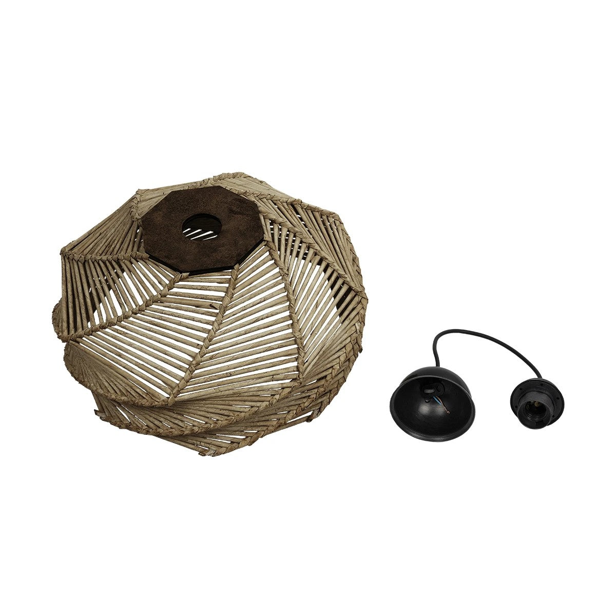 GLOBOSTAR® OLET 205-0049 Boho Κρεμαστό Φωτιστικό Οροφής με Ντουί 1 x E27 AC 220-240V IP20 - Μπεζ - M38 x Π38 x Υ23cm - ledmania.gr
