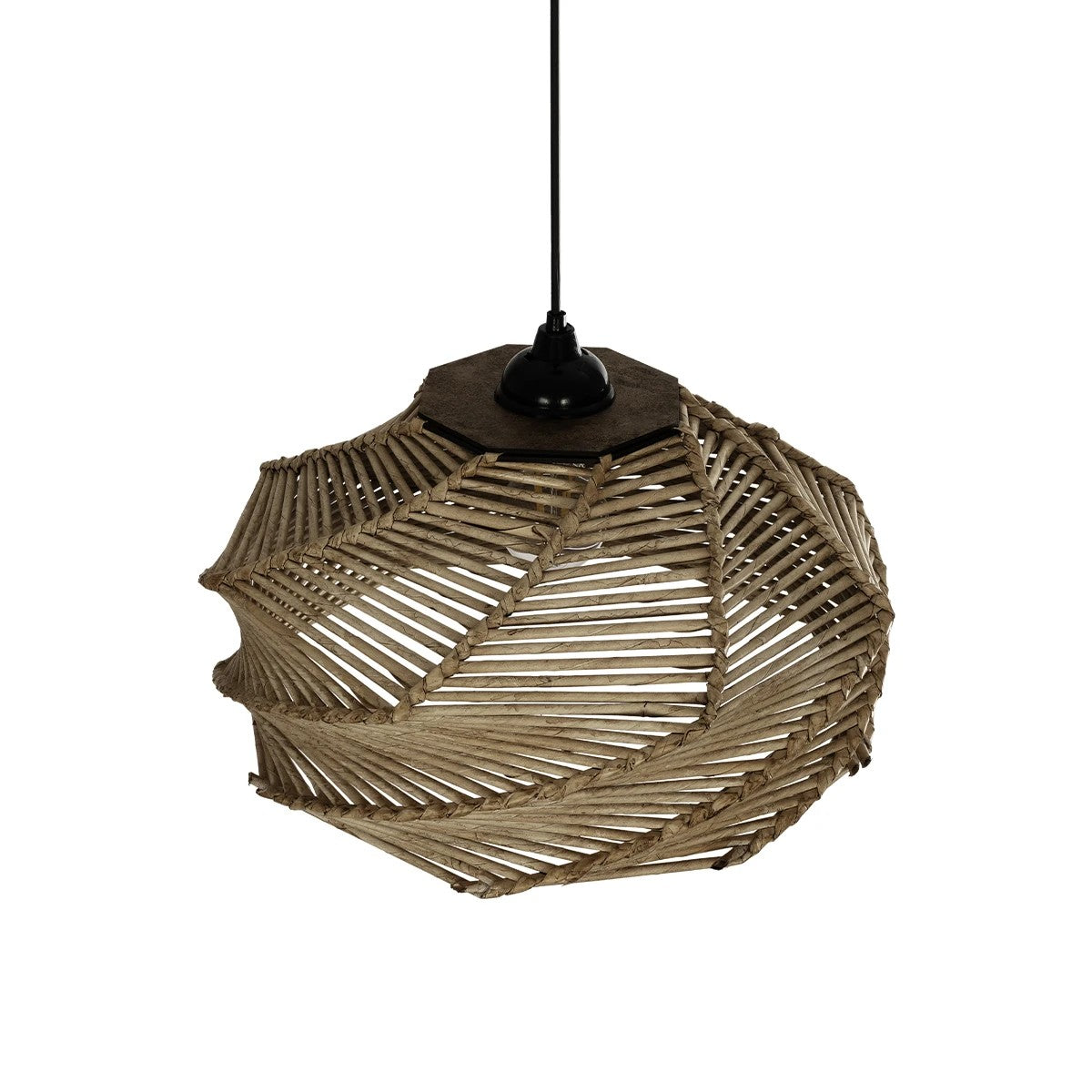 GLOBOSTAR® OLET 205-0049 Boho Κρεμαστό Φωτιστικό Οροφής με Ντουί 1 x E27 AC 220-240V IP20 - Μπεζ - M38 x Π38 x Υ23cm - ledmania.gr