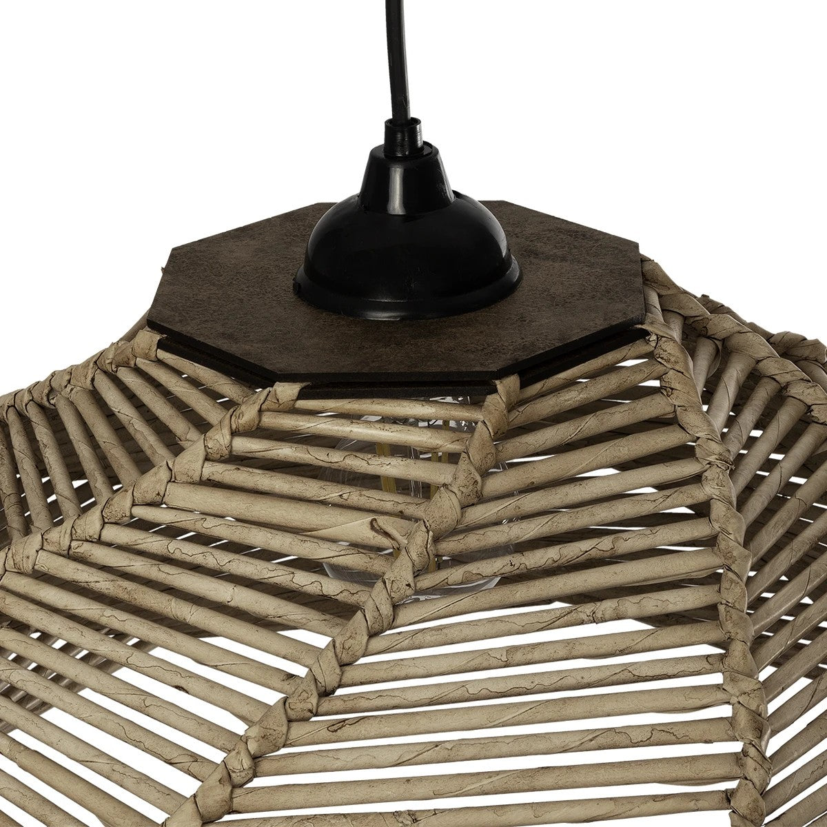 GLOBOSTAR® OLET 205-0049 Boho Κρεμαστό Φωτιστικό Οροφής με Ντουί 1 x E27 AC 220-240V IP20 - Μπεζ - M38 x Π38 x Υ23cm - ledmania.gr