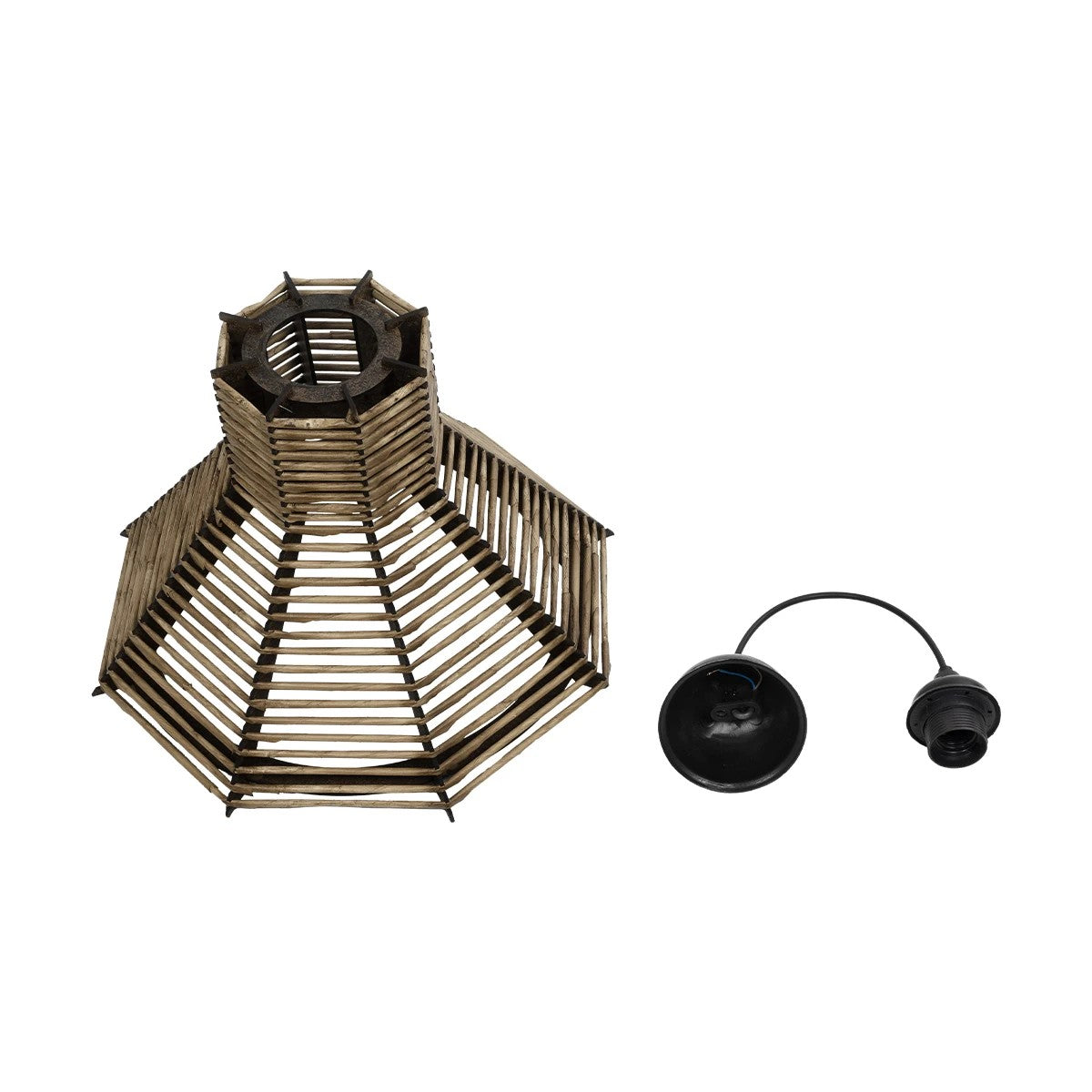 GLOBOSTAR® MEGALISTO 205-0051 Boho Κρεμαστό Φωτιστικό Οροφής με Ντουί 1 x E27 AC 220-240V IP20 - Μπεζ - M40 x Π40 x Υ26cm - ledmania.gr