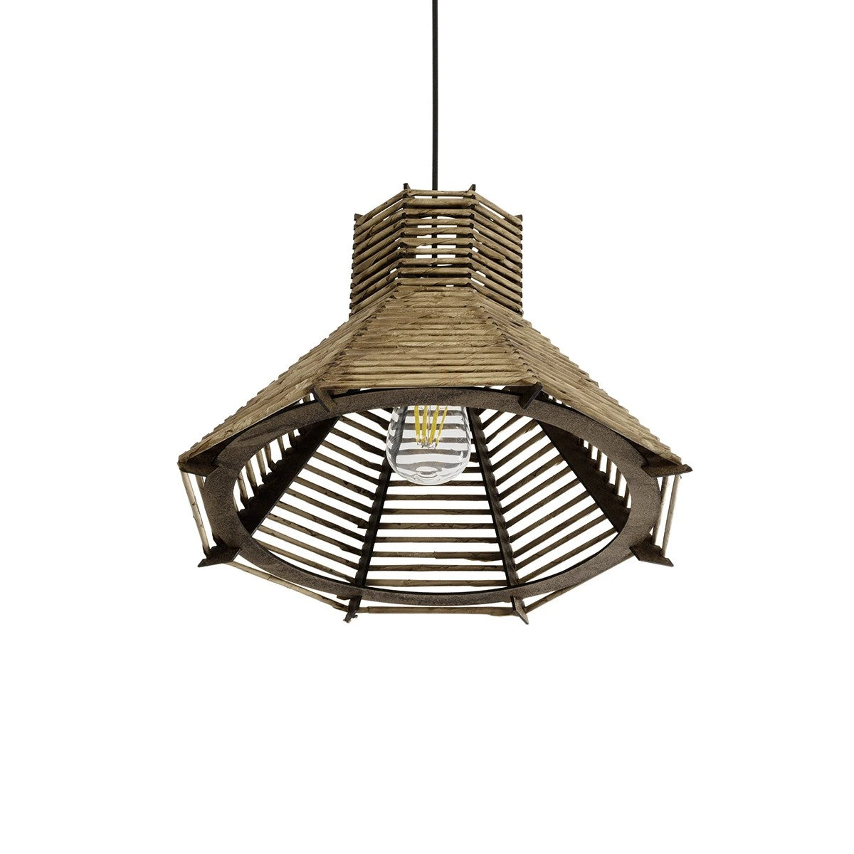 GLOBOSTAR® MEGALISTO 205-0051 Boho Κρεμαστό Φωτιστικό Οροφής με Ντουί 1 x E27 AC 220-240V IP20 - Μπεζ - M40 x Π40 x Υ26cm - ledmania.gr
