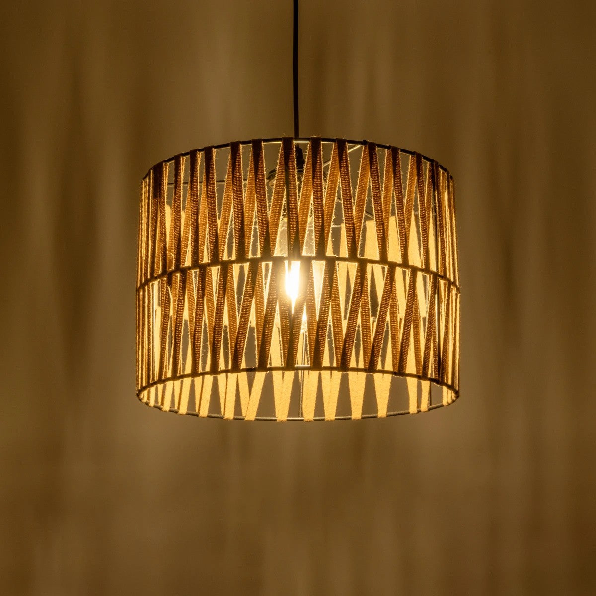 GLOBOSTAR® MARS 205-0054 Boho Κρεμαστό Φωτιστικό Οροφής με Ντουί 1 x E27 AC 220-240V IP20 - Μπεζ - M30 x Π30 x Υ24cm - ledmania.gr