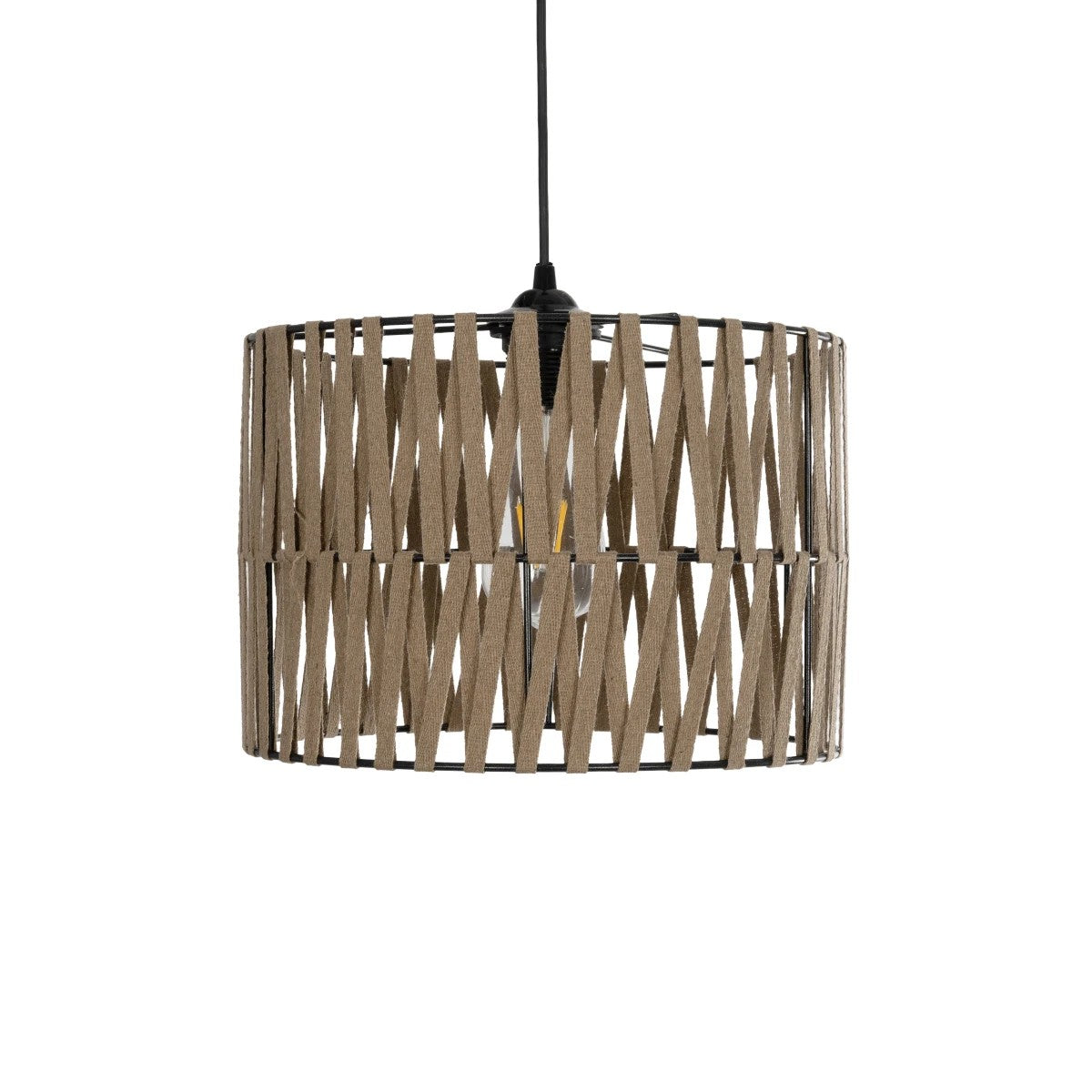 GLOBOSTAR® MARS 205-0054 Boho Κρεμαστό Φωτιστικό Οροφής με Ντουί 1 x E27 AC 220-240V IP20 - Μπεζ - M30 x Π30 x Υ24cm - ledmania.gr