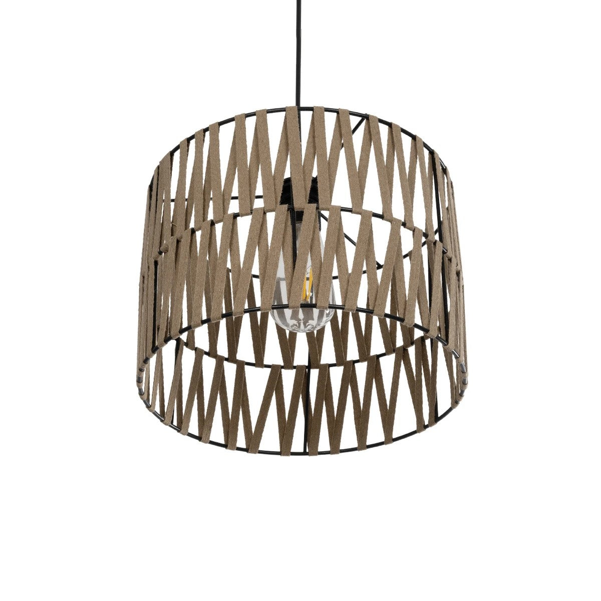 GLOBOSTAR® MARS 205-0054 Boho Κρεμαστό Φωτιστικό Οροφής με Ντουί 1 x E27 AC 220-240V IP20 - Μπεζ - M30 x Π30 x Υ24cm - ledmania.gr