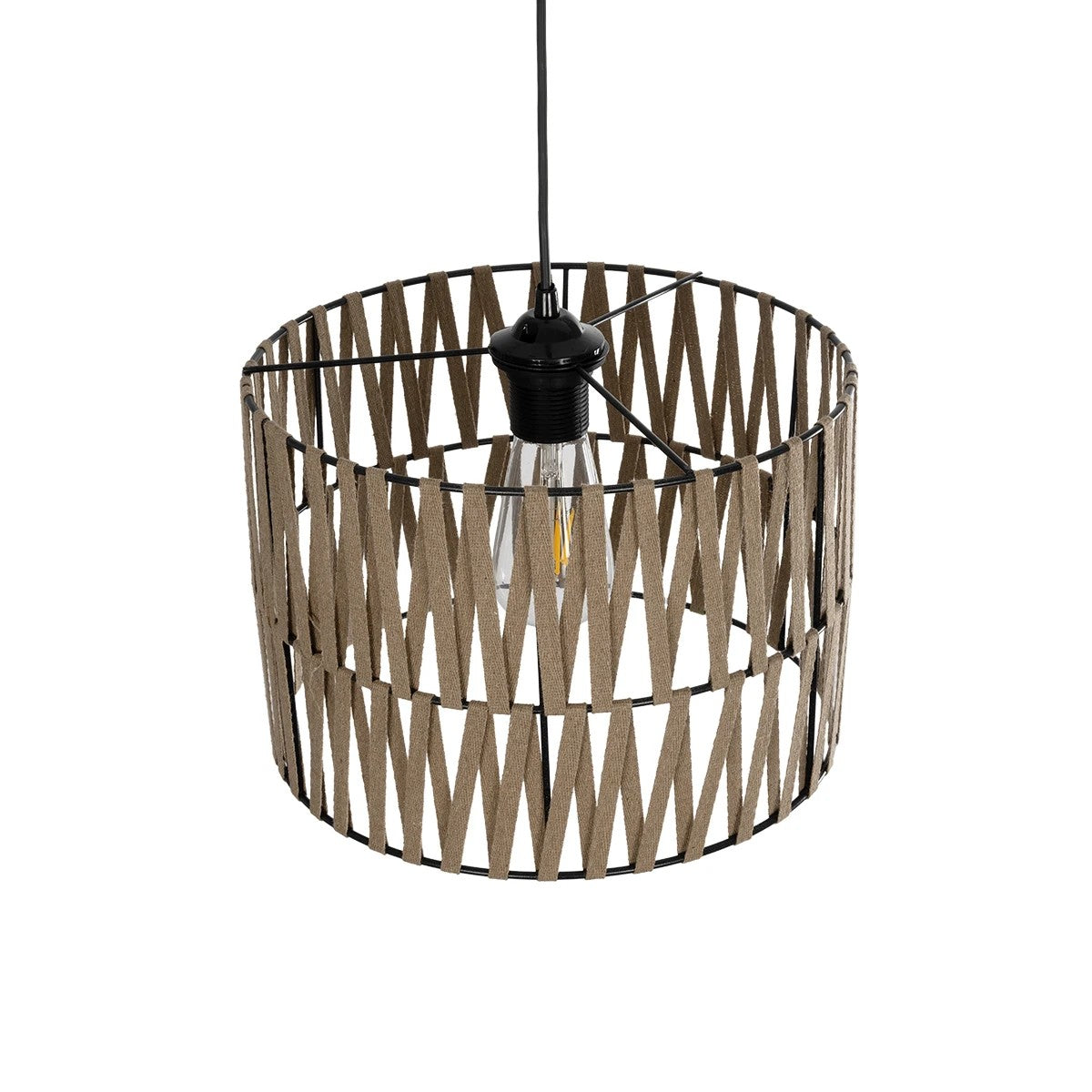 GLOBOSTAR® MARS 205-0054 Boho Κρεμαστό Φωτιστικό Οροφής με Ντουί 1 x E27 AC 220-240V IP20 - Μπεζ - M30 x Π30 x Υ24cm - ledmania.gr